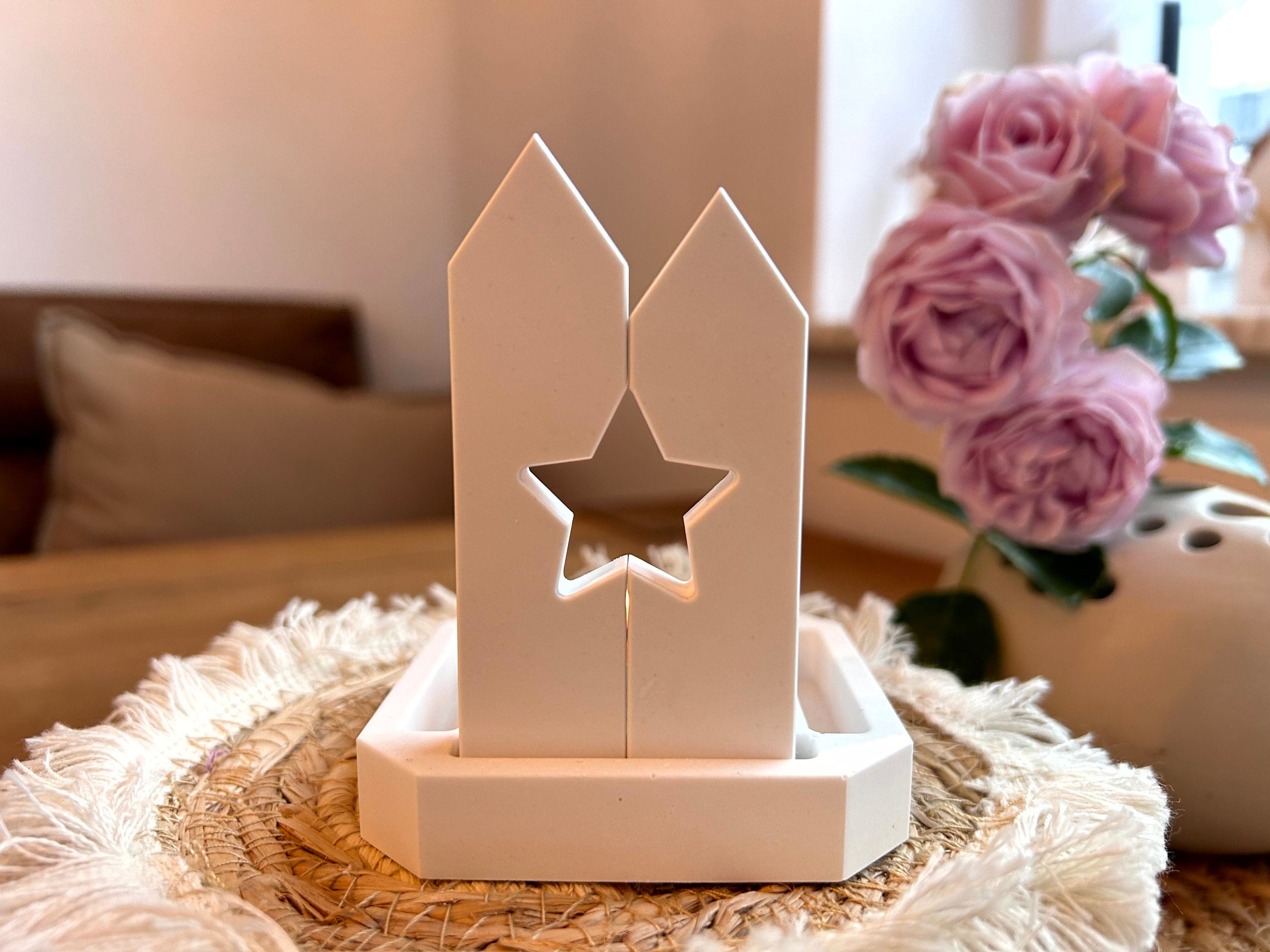 Silikon - Gießform -2Klötzchen mit Stern - Klötzchen Lichthäuser - Lichthausklötzchen - Klötzchen - Windlicht -