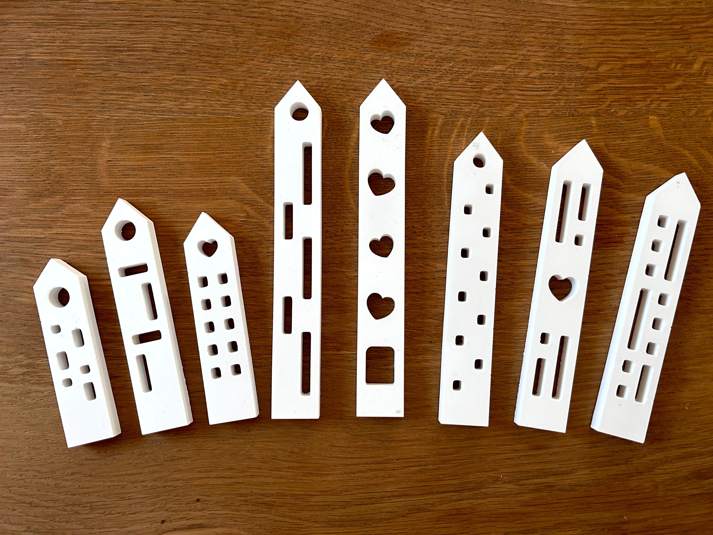 Silikon - Gießform -Klötzchenmatte mit Herzhäusern - Klötzchen Lichthäuser - Lichthausklötzchen - Klötzchen - Windlicht -