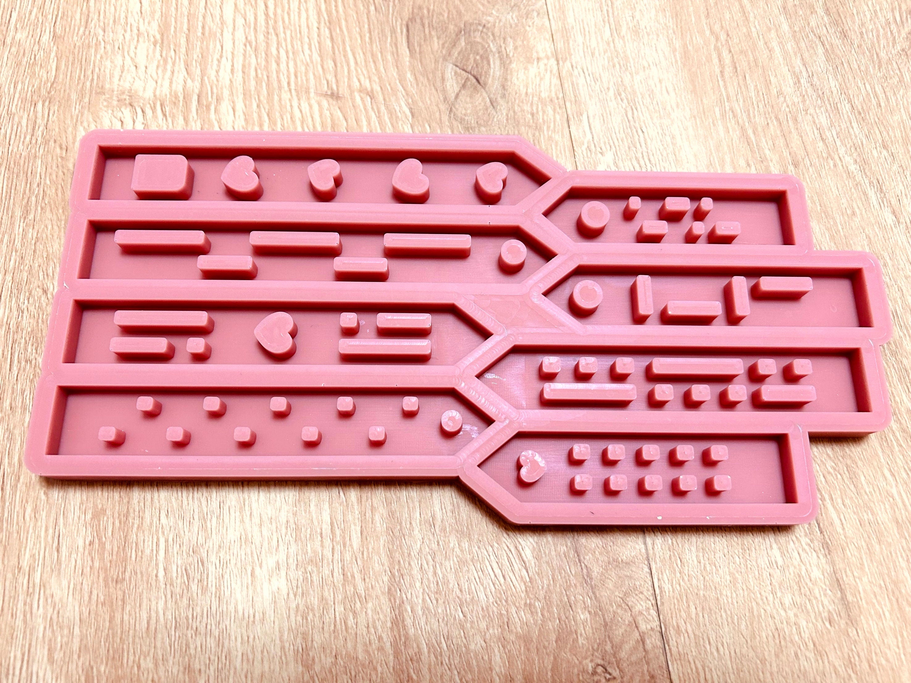 Silikon - Gießform -Klötzchenmatte mit Herzhäusern - Klötzchen Lichthäuser - Lichthausklötzchen - Klötzchen - Windlicht -