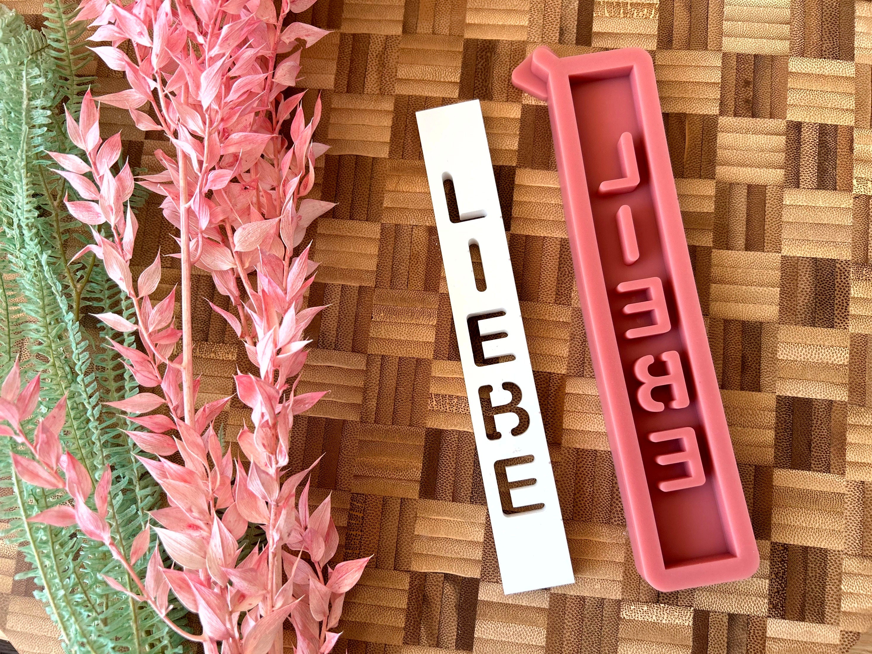 Silikon - Gießform -Klötzchen LIEBE Schriftzug- Klötzchen Lichthäuser - Lichthausklötzchen - Klötzchen - Windlicht - Sommerwindlicht -