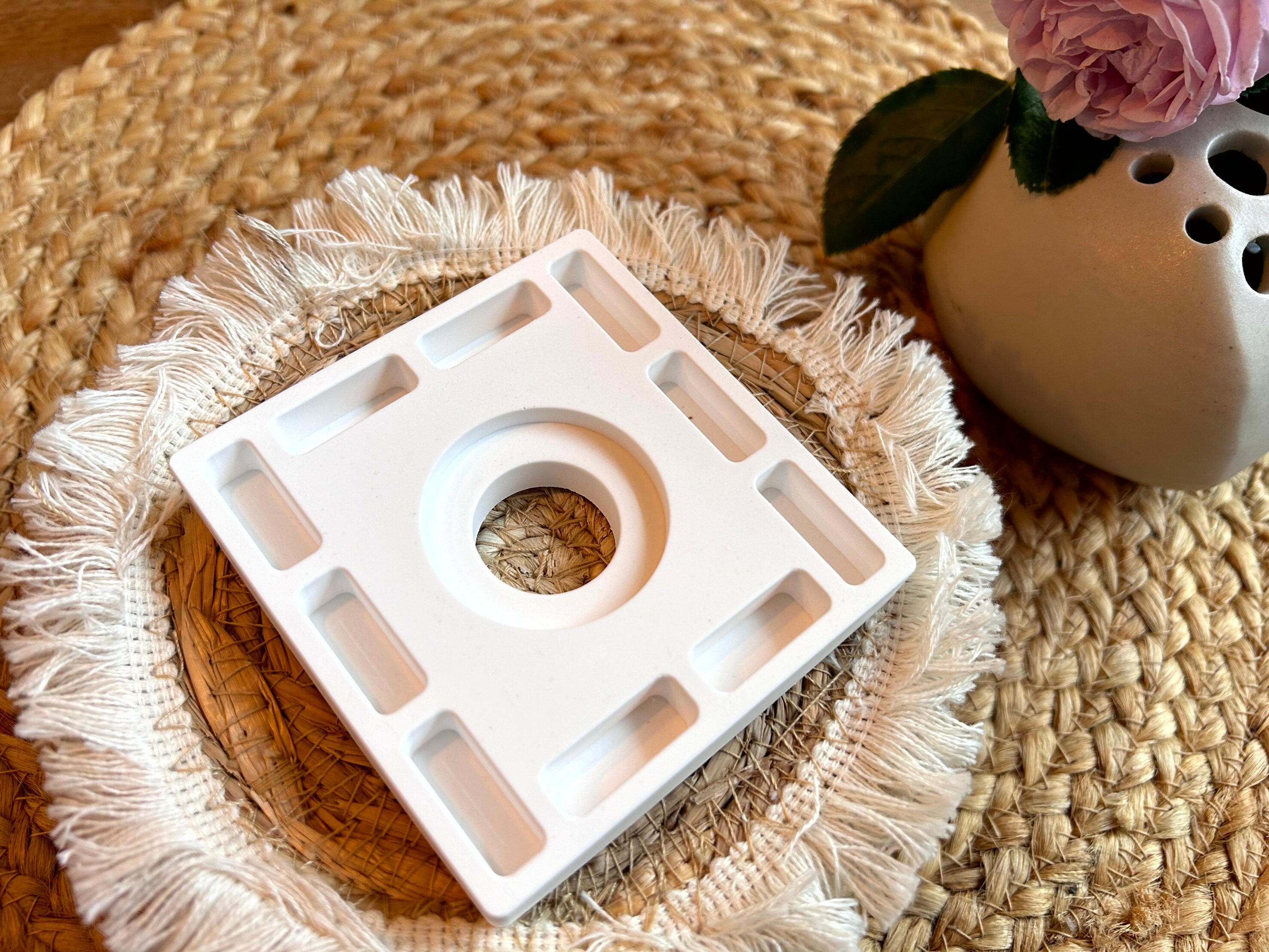 Silikon - Gießform - Windlicht Rechteckig für 10 Klötzchen - Klötzchen Lichthäuser - Lichthausklötzchen - Klötzchen - Windlicht -