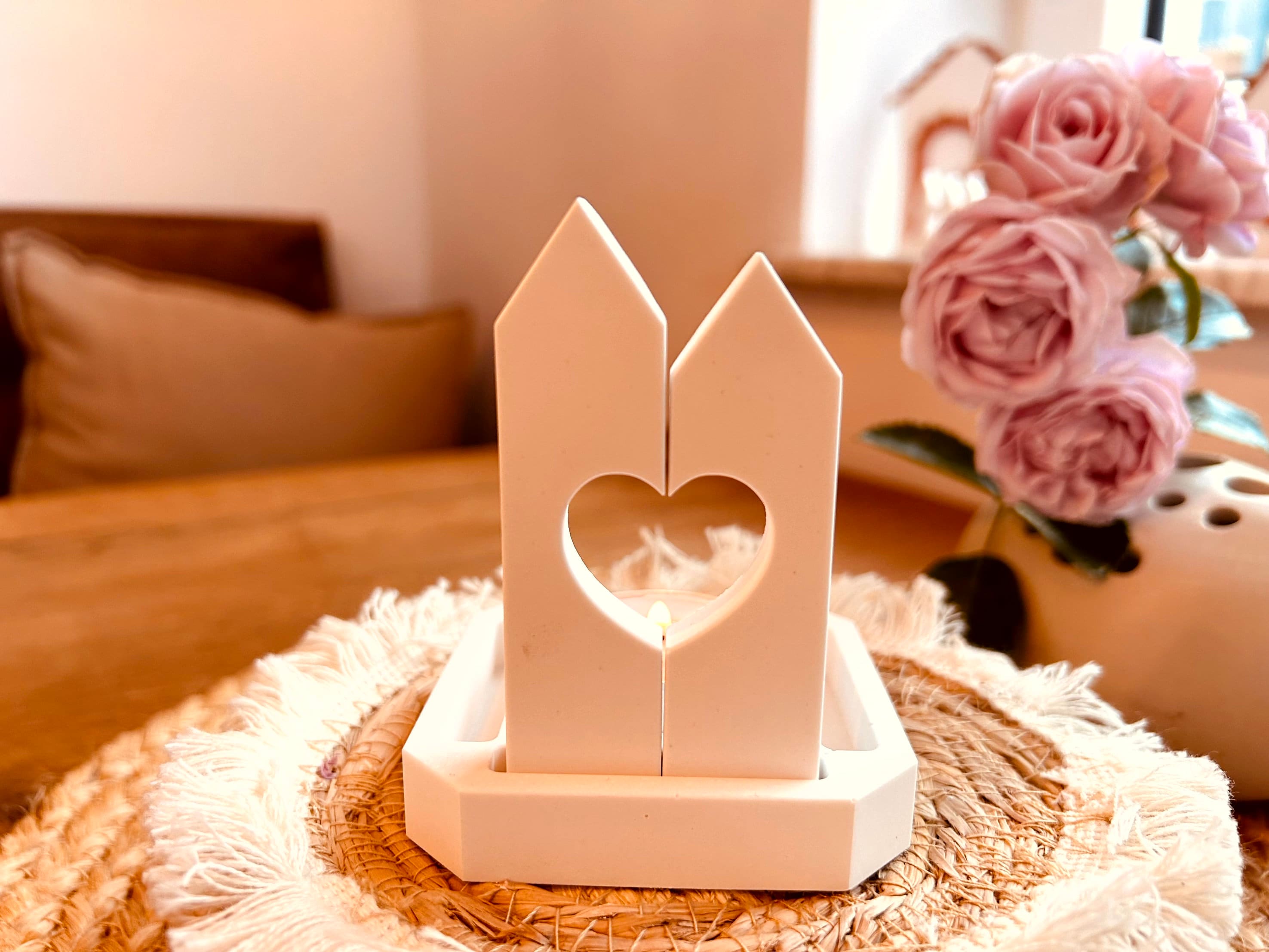 Silikon - Gießform -2Klötzchen mit Herz - Klötzchen Lichthäuser - Lichthausklötzchen - Klötzchen - Windlicht -