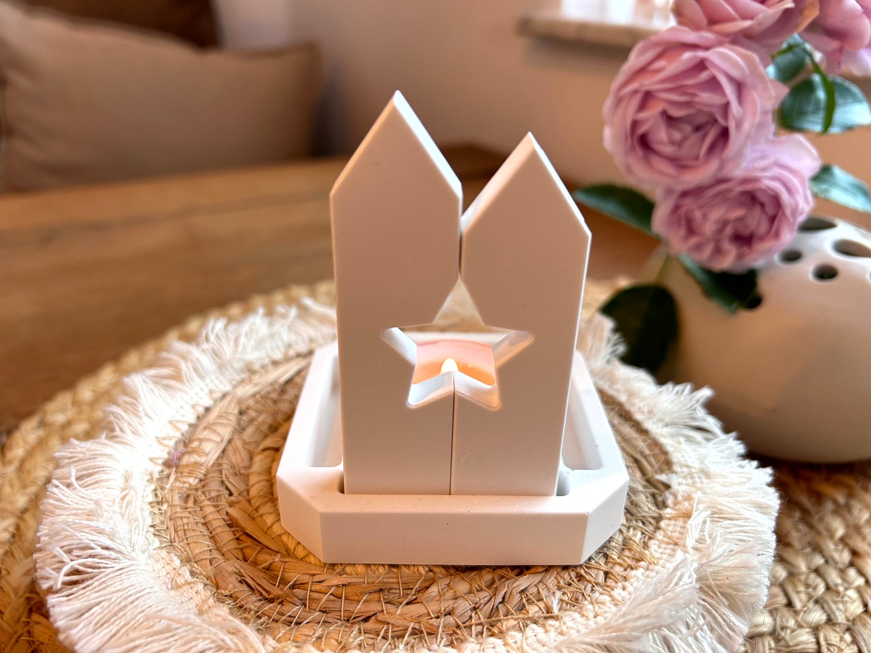 Silikon - Gießform -2Klötzchen mit Stern - Klötzchen Lichthäuser - Lichthausklötzchen - Klötzchen - Windlicht -