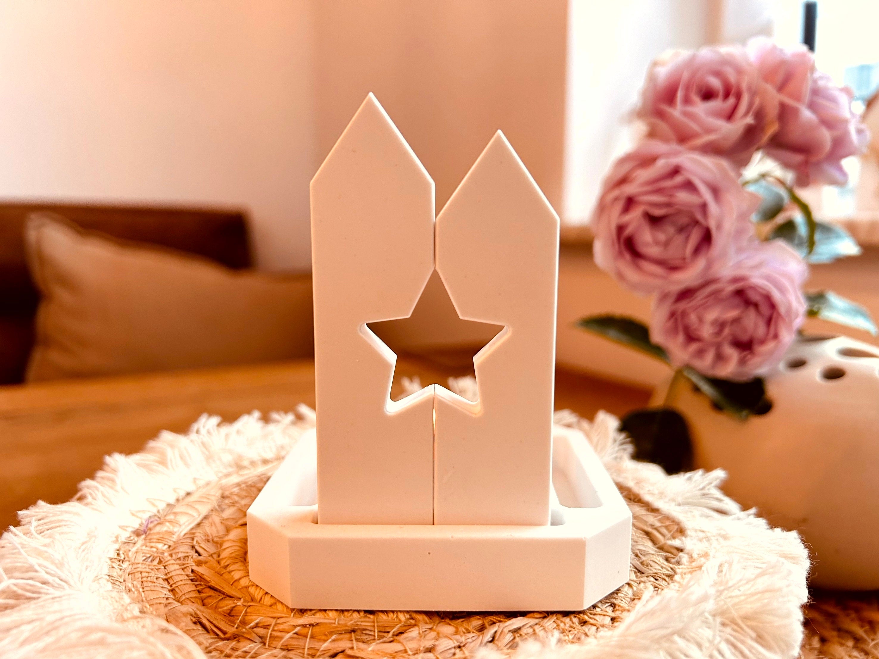 Silikon - Gießform -2Klötzchen mit Stern - Klötzchen Lichthäuser - Lichthausklötzchen - Klötzchen - Windlicht -