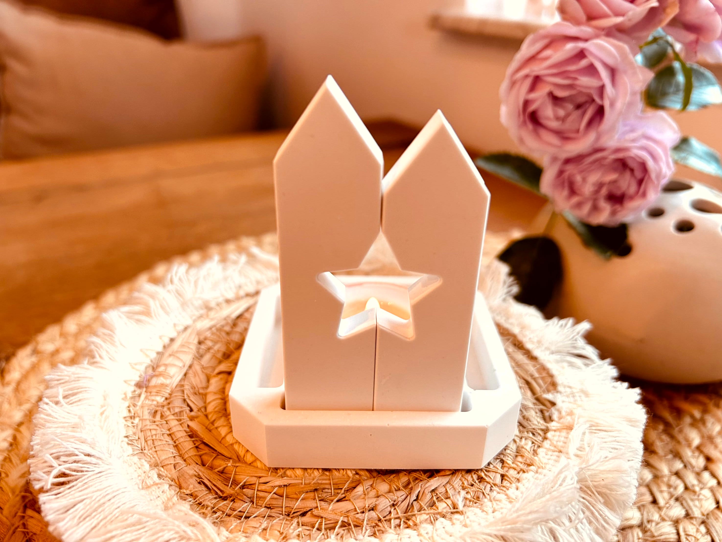 Silikon - Gießform -2Klötzchen mit Stern - Klötzchen Lichthäuser - Lichthausklötzchen - Klötzchen - Windlicht -