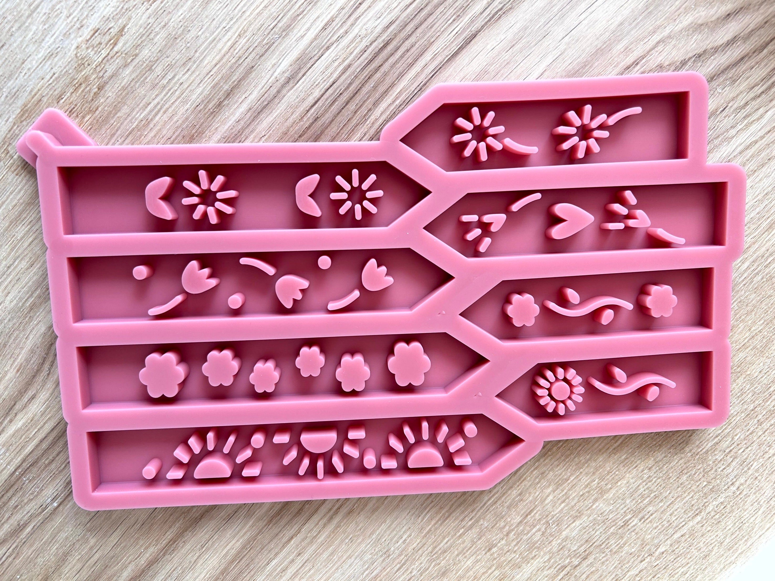 Silikon - Gießform -Klötzchenmatte Floral - Klötzchen Lichthäuser - Lichthausklötzchen - Klötzchen - Windlicht - Sommerwindlicht -