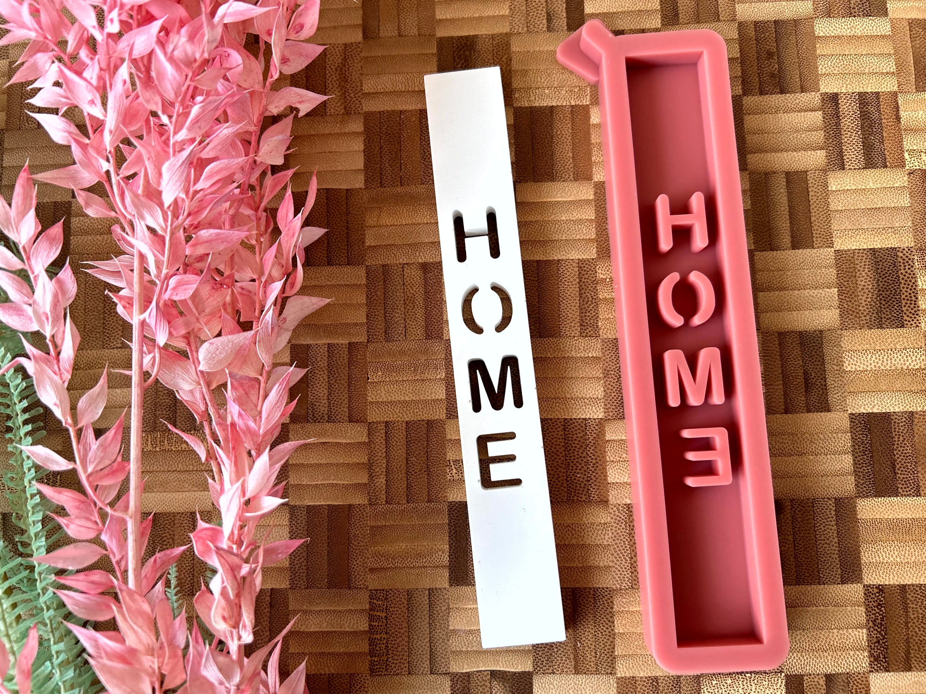 Silikon - Gießform -Klötzchen HOME Schriftzug- Klötzchen Lichthäuser - Lichthausklötzchen - Klötzchen - Windlicht - Sommerwindlicht -