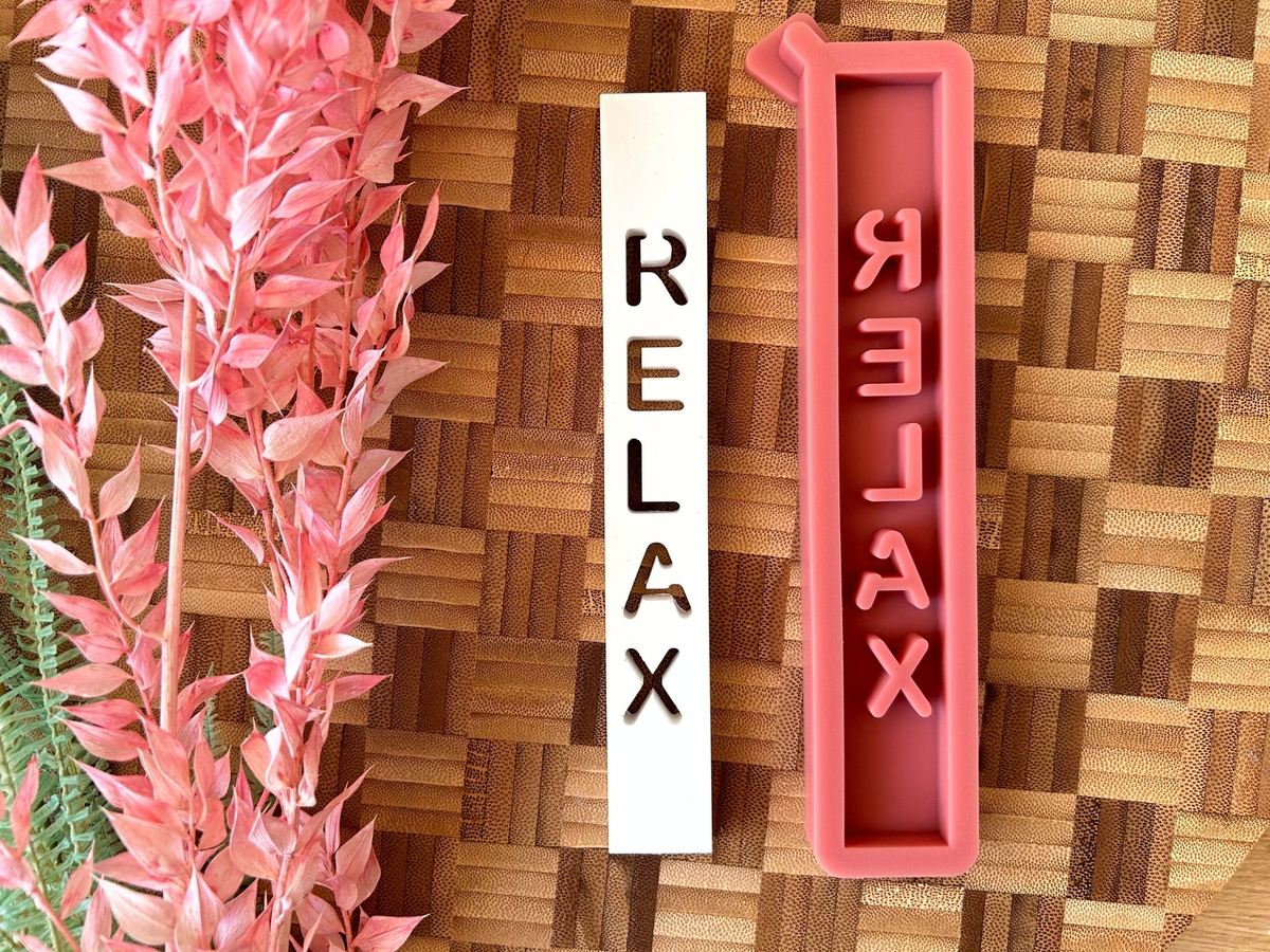 Silikon Gießform Klötzchen RELAX Schriftzug Klötzchen Lichthäuser Lichthausklötzchen Klötzchen Windlicht