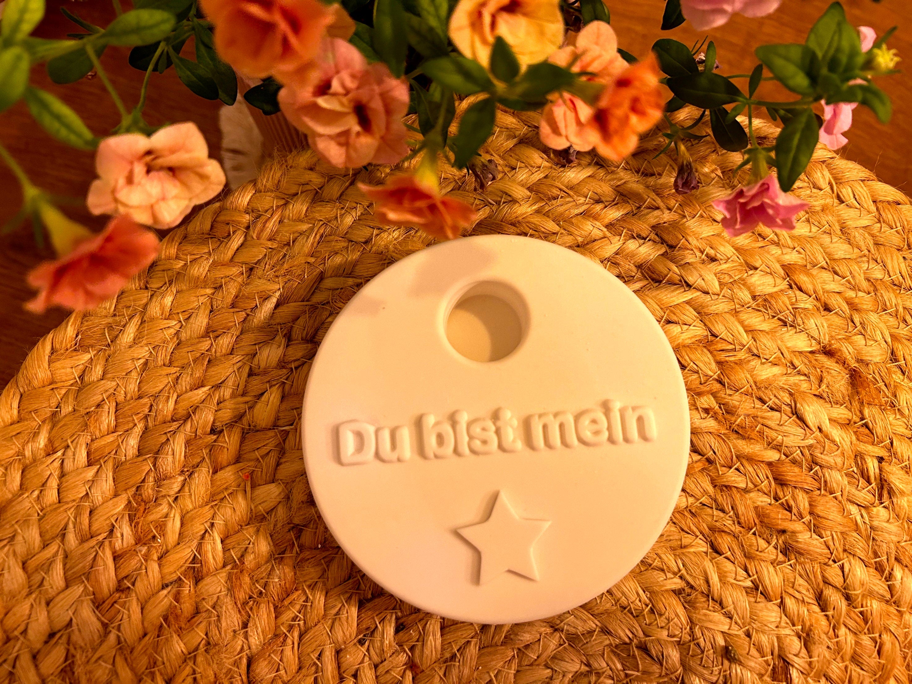 Silikon - Gießform - Stabkerzenteller Du bist mein Stern - Stabkerzenhalter mit Stern -