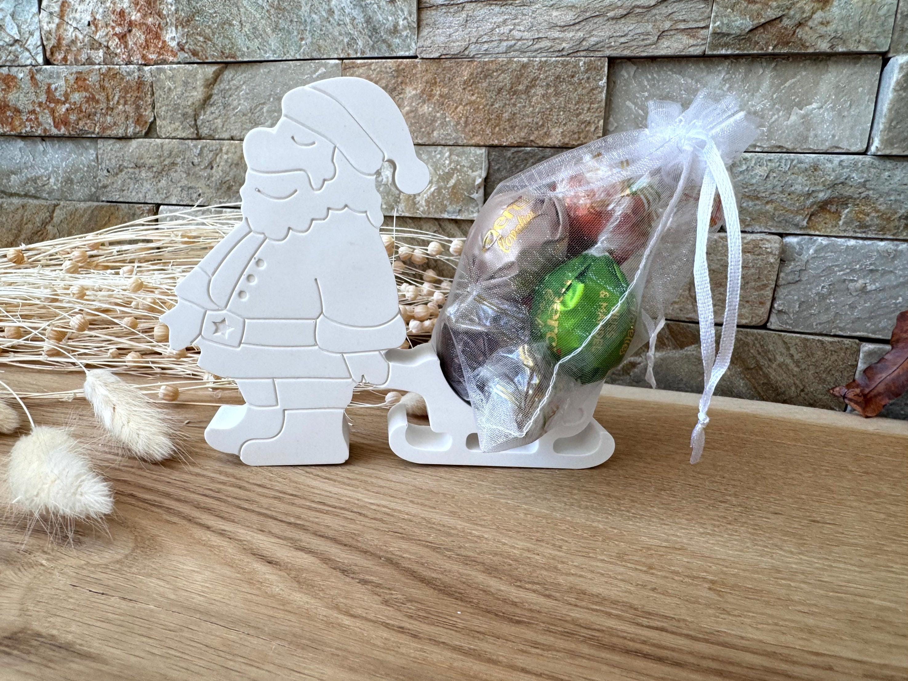 Silikon - Gießform - Weihnachtsmann mit Schlitten - Überraschungsei - Schokoladenhalter -