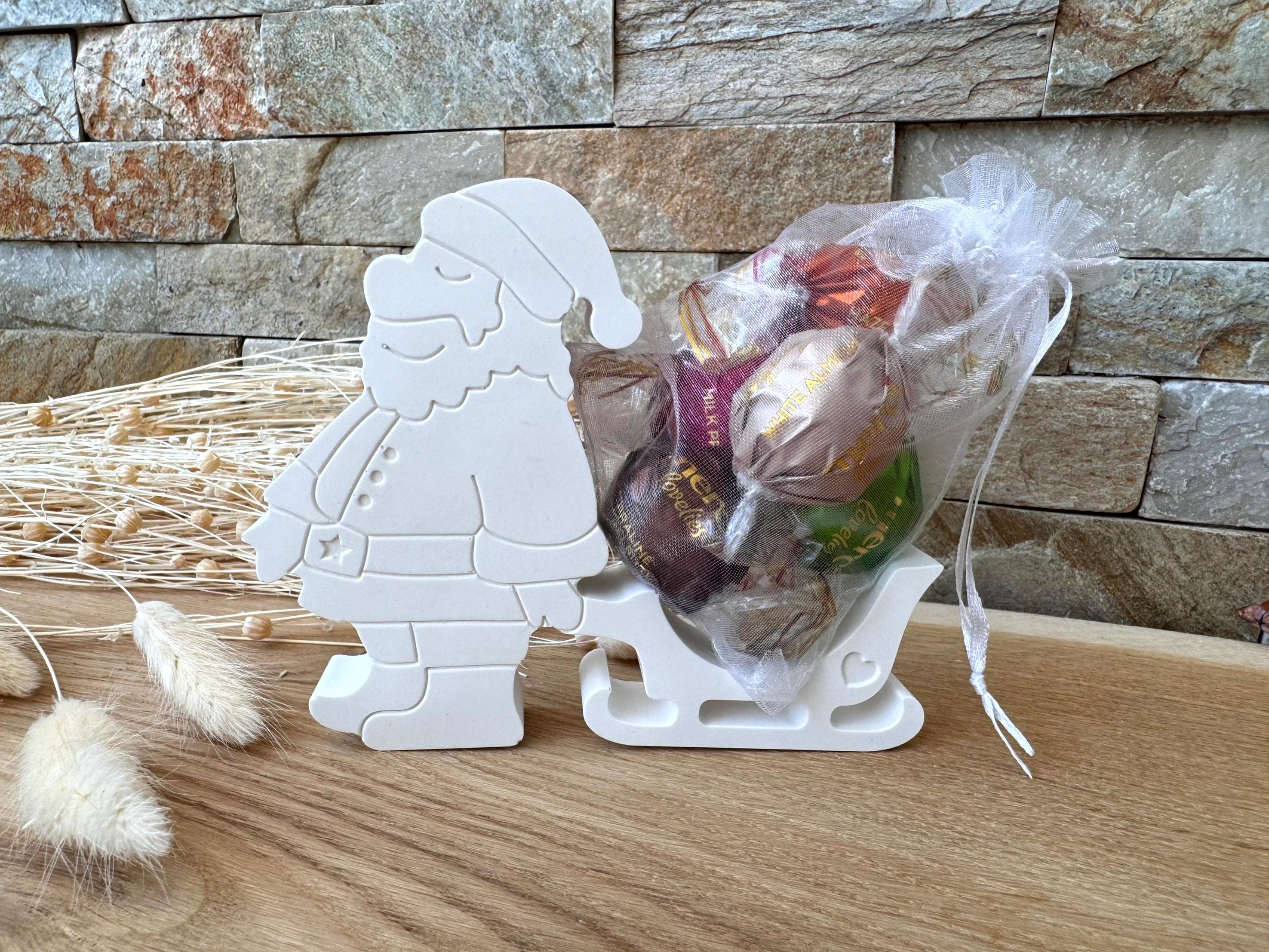Silikon - Gießform - Weihnachtsmann mit Schlitten - Überraschungsei - Schokoladenhalter -