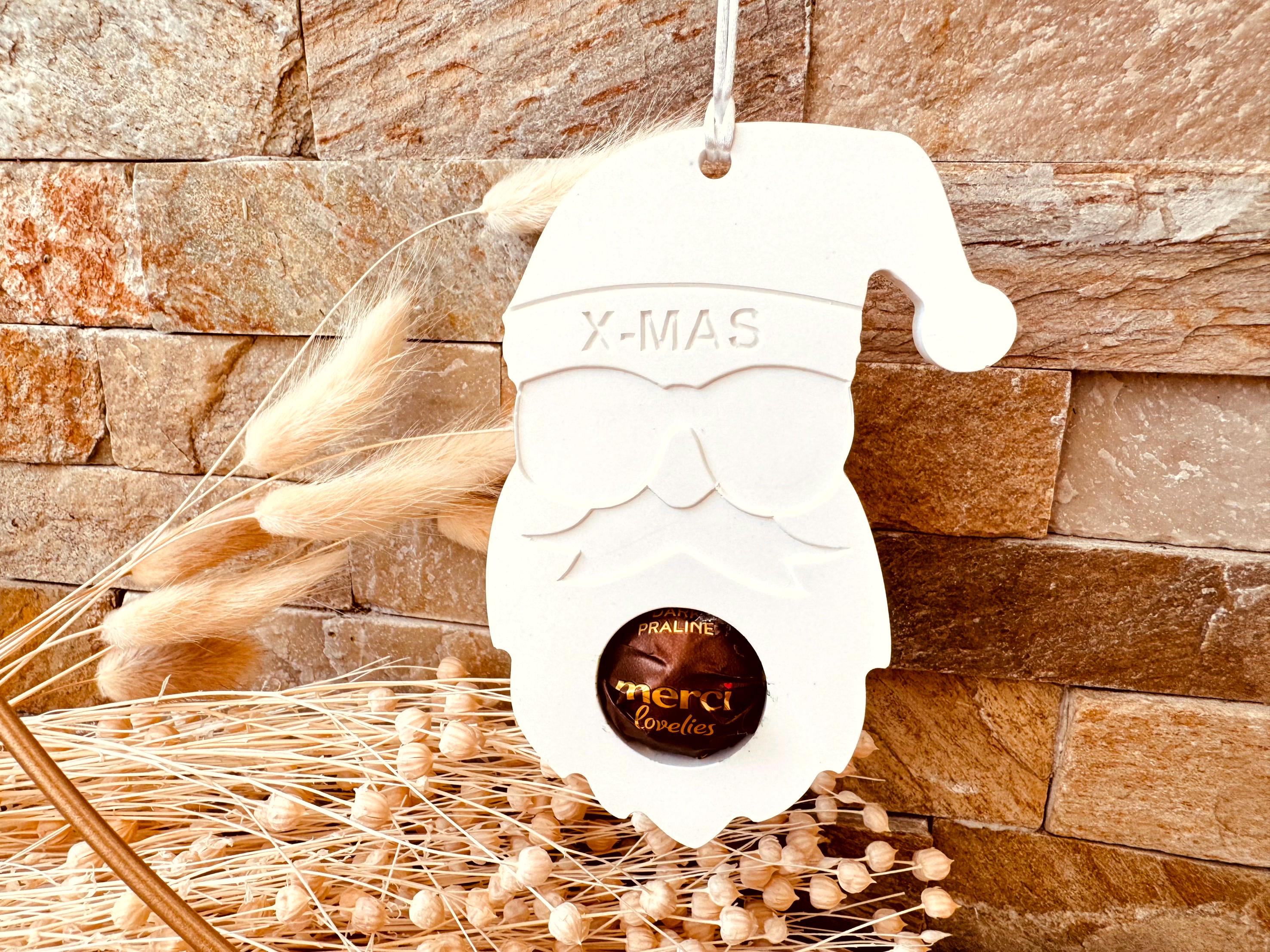 Silikon - Gießform - cooler Weihnachtsmann als Schokoladenhalter -