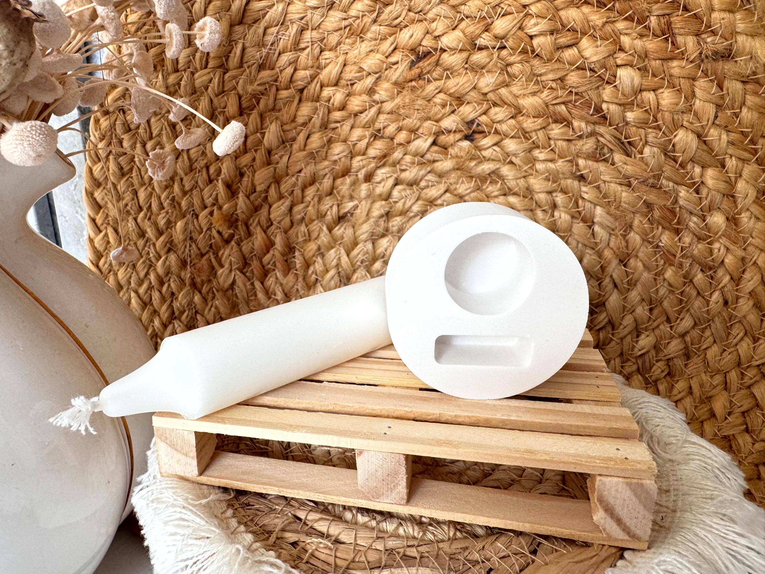 Silikon - Gießform -Stabkerzenhalter mit Platz für 1 Klötzchen - Klötzchen Lichthäuser - Häuserkranz- Klötzchen - Windlicht - Rund