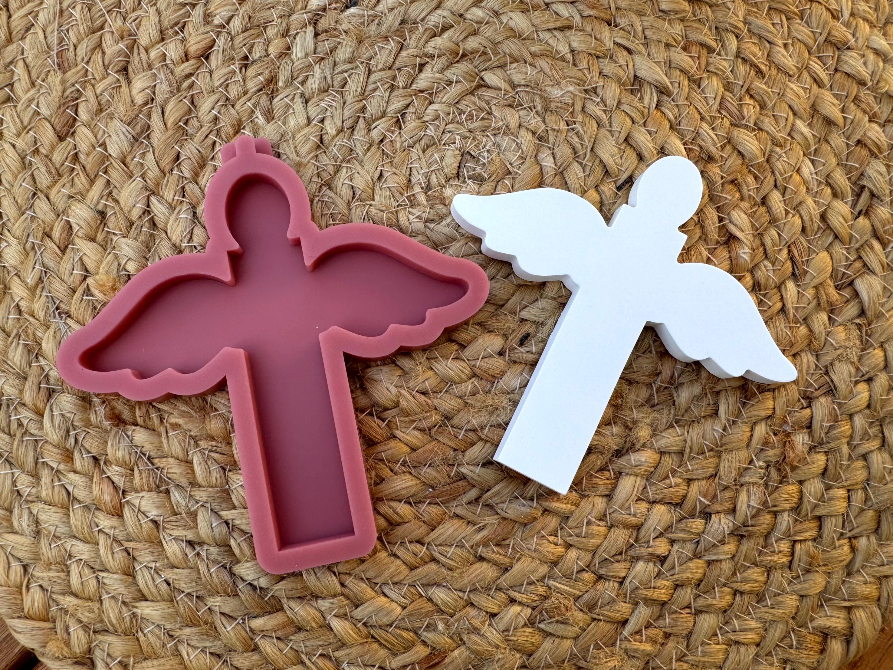 Silikon - Gießform -Klötzchen Engel mit mittleren Flügeln - Klötzchen Lichthäuser - Lichthausklötzchen - Klötzchen - Weihnachtswindlicht -