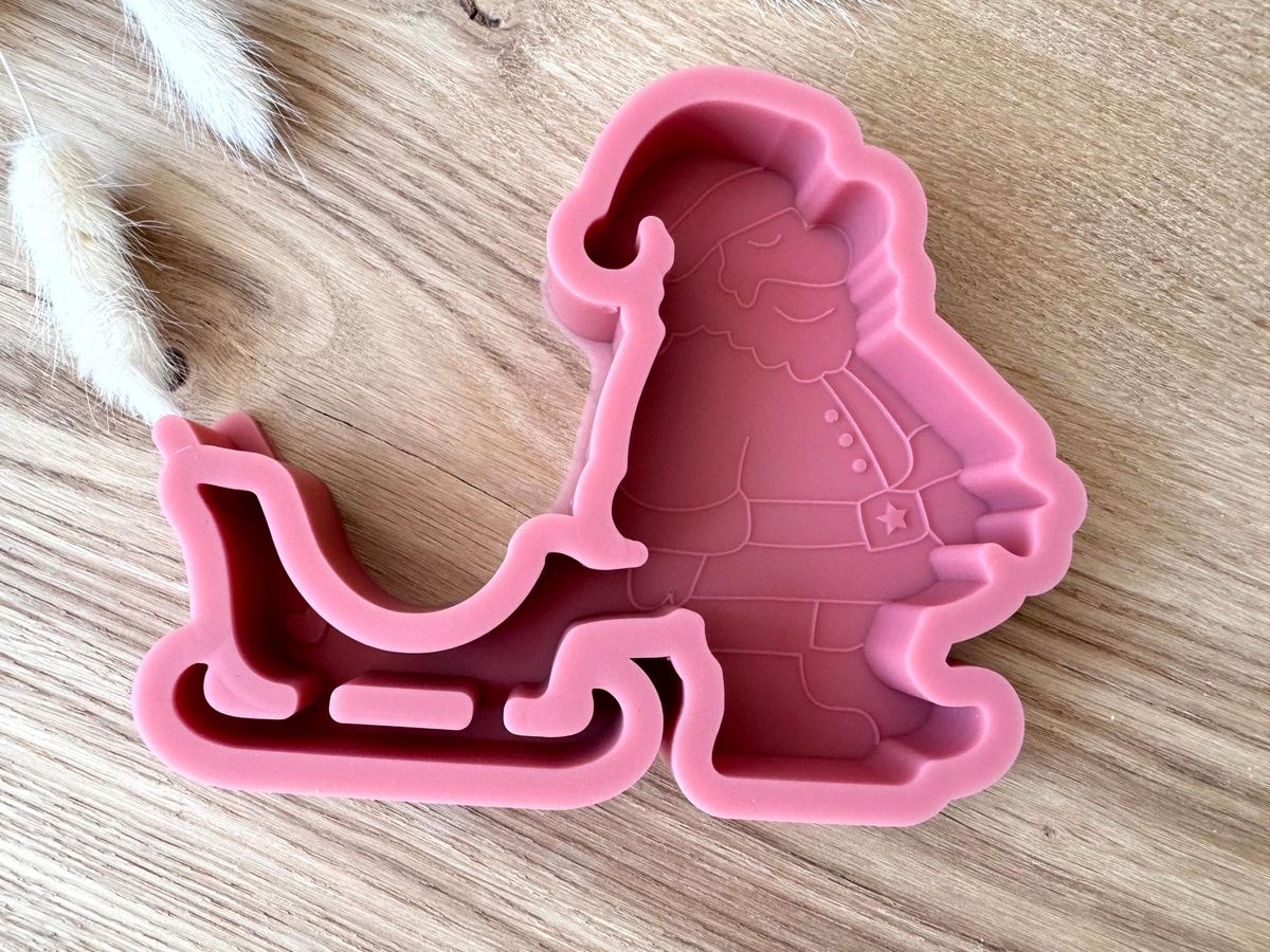 Silikon Gießform Weihnachtsmann mit Schlitten Überraschungsei Schokoladenhalter – Ansicht 5