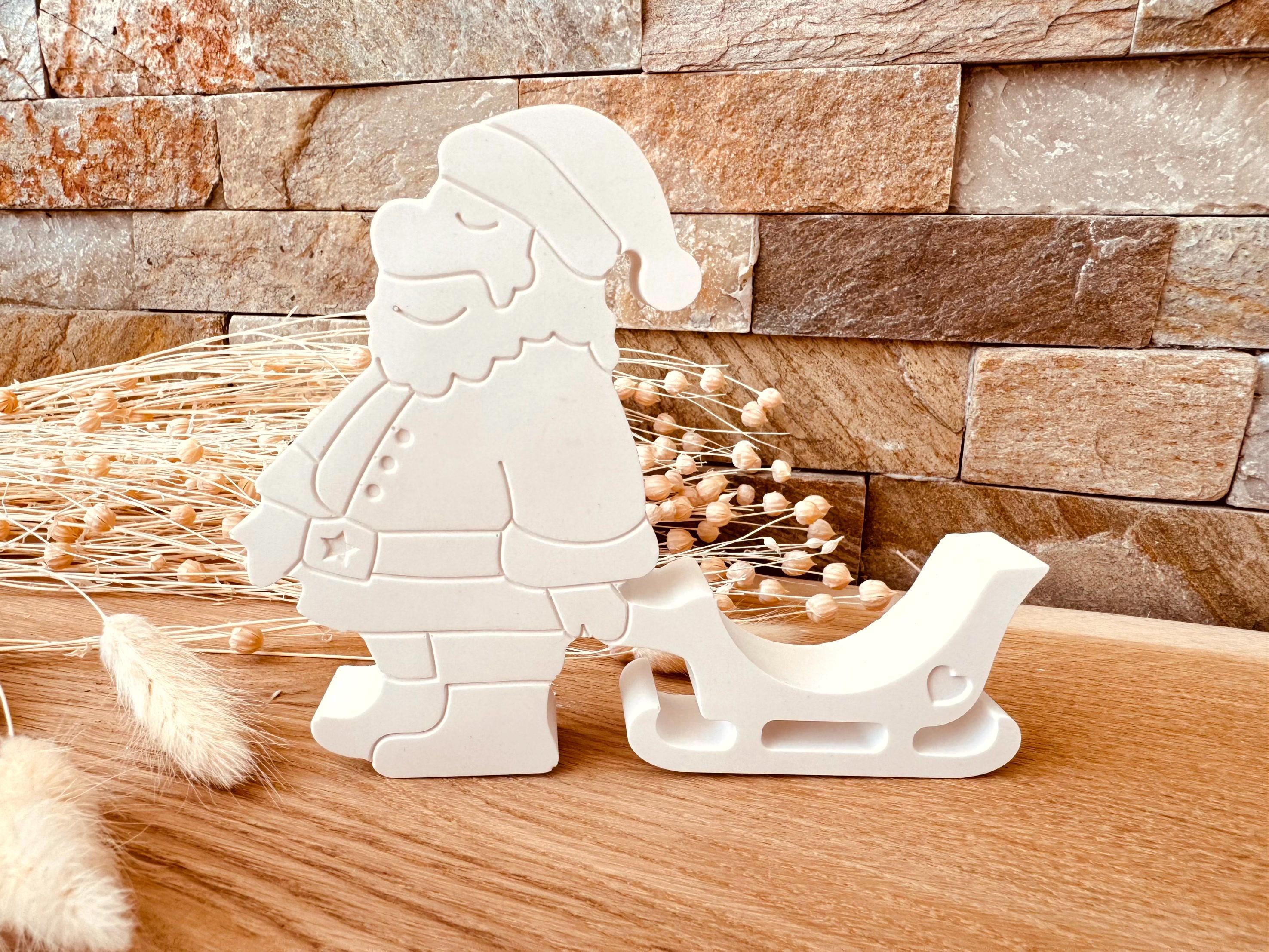 Silikon - Gießform - Weihnachtsmann mit Schlitten - Überraschungsei - Schokoladenhalter -