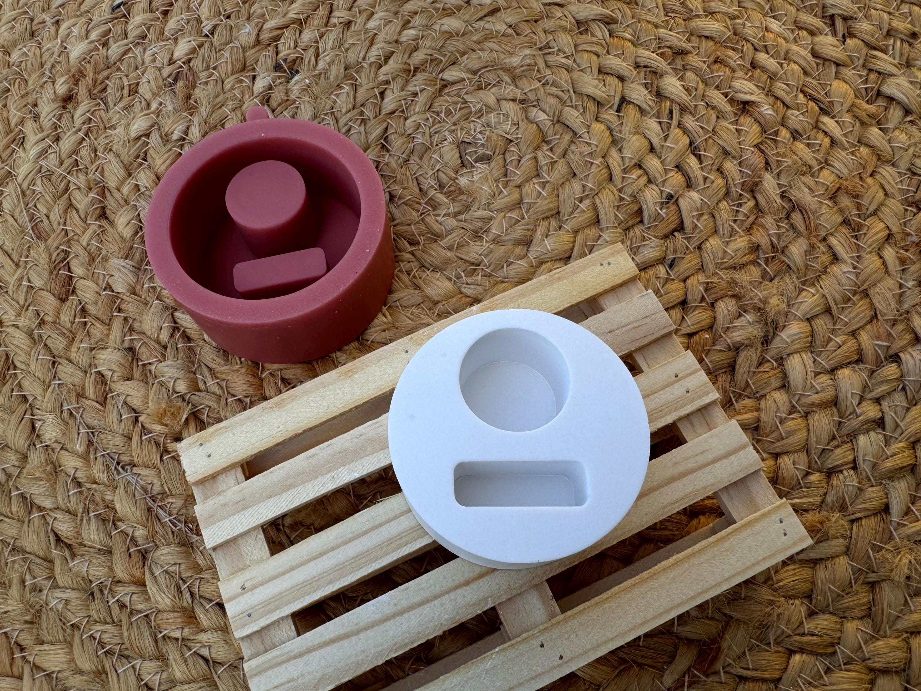 Silikon - Gießform -Stabkerzenhalter mit Platz für 1 Klötzchen - Klötzchen Lichthäuser - Häuserkranz- Klötzchen - Windlicht - Rund