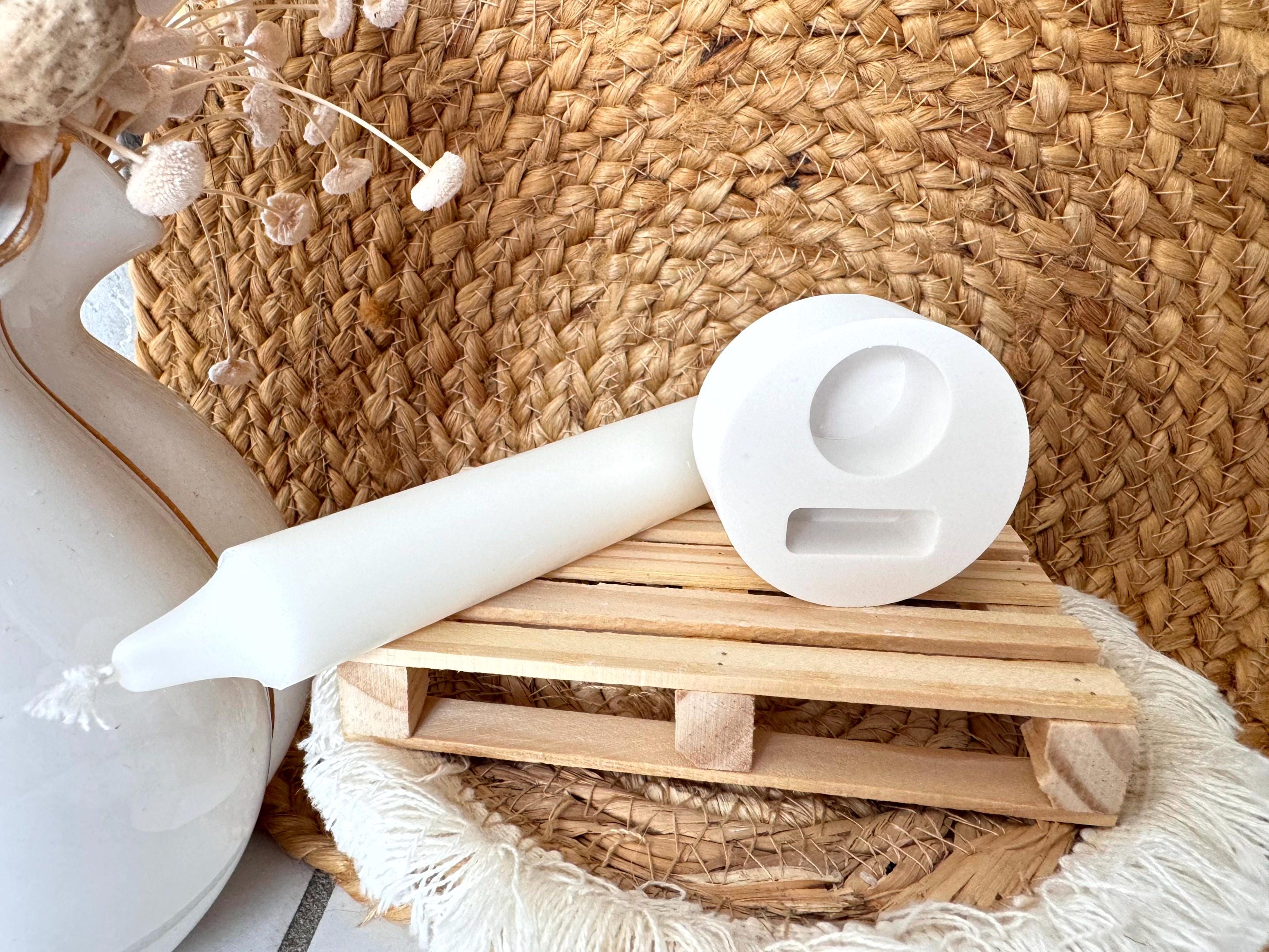 Silikon - Gießform -Stabkerzenhalter mit Platz für 1 Klötzchen - Klötzchen Lichthäuser - Häuserkranz- Klötzchen - Windlicht - Rund