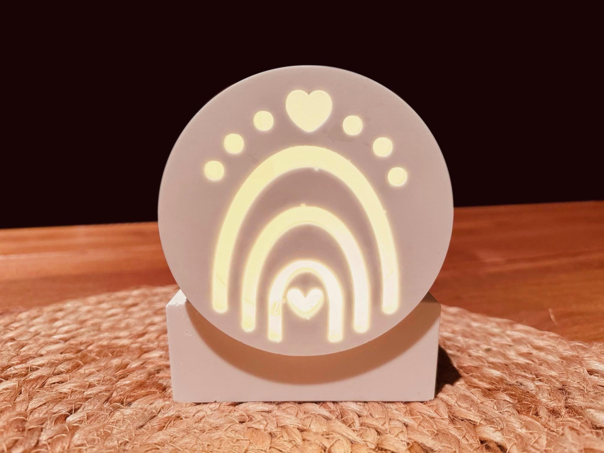 Silikon - Gießform - Kreis mit Regenbogen - 2Herzen - Punkten - Lichtkreis - Lichterzauber