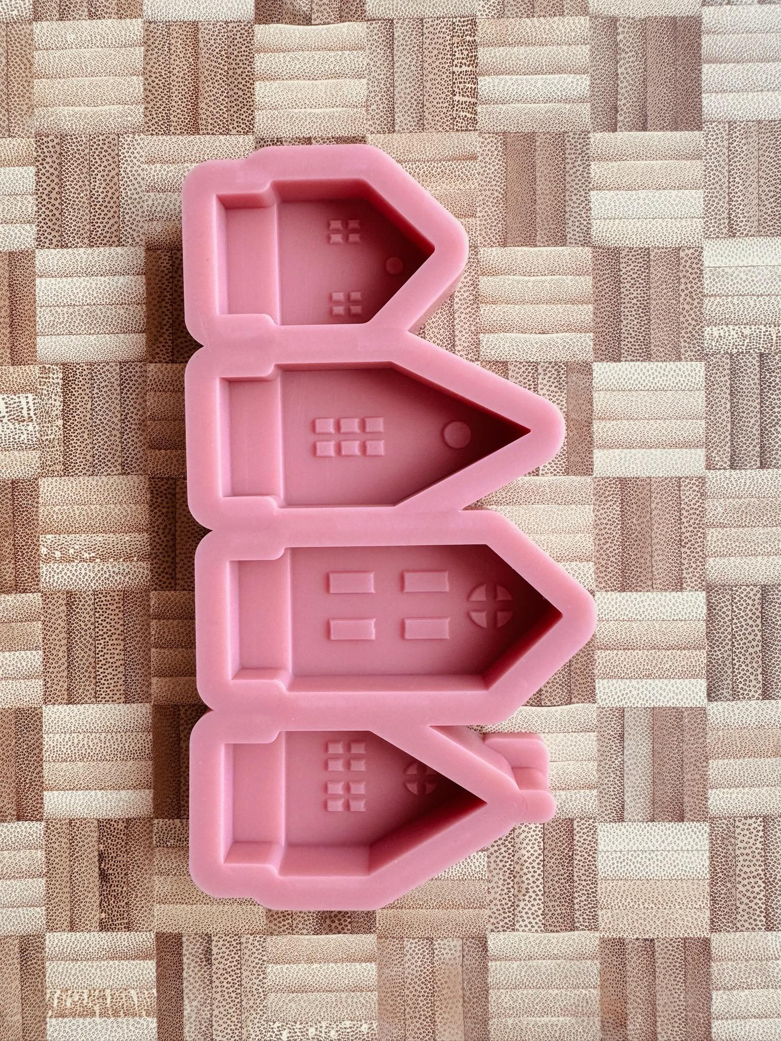 Silikon - Gießform - Klötzchenhäuser runde Fenster - Klötzchen - Häuserkranz -