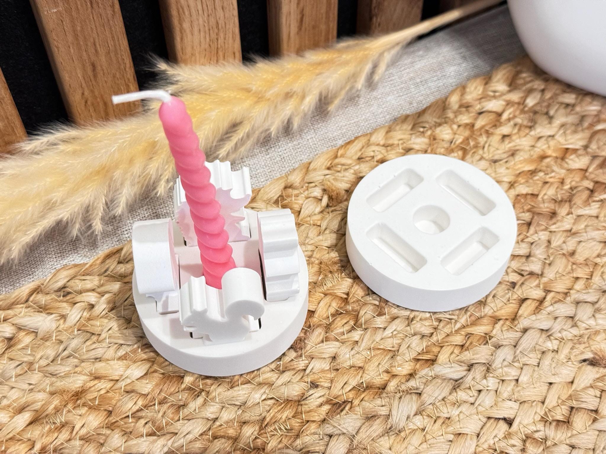 Silikon - Gießform - Klötzchenhäuser 4er Grundplatte - Baumstabkerze - Klötzchen - Häuserkranz -