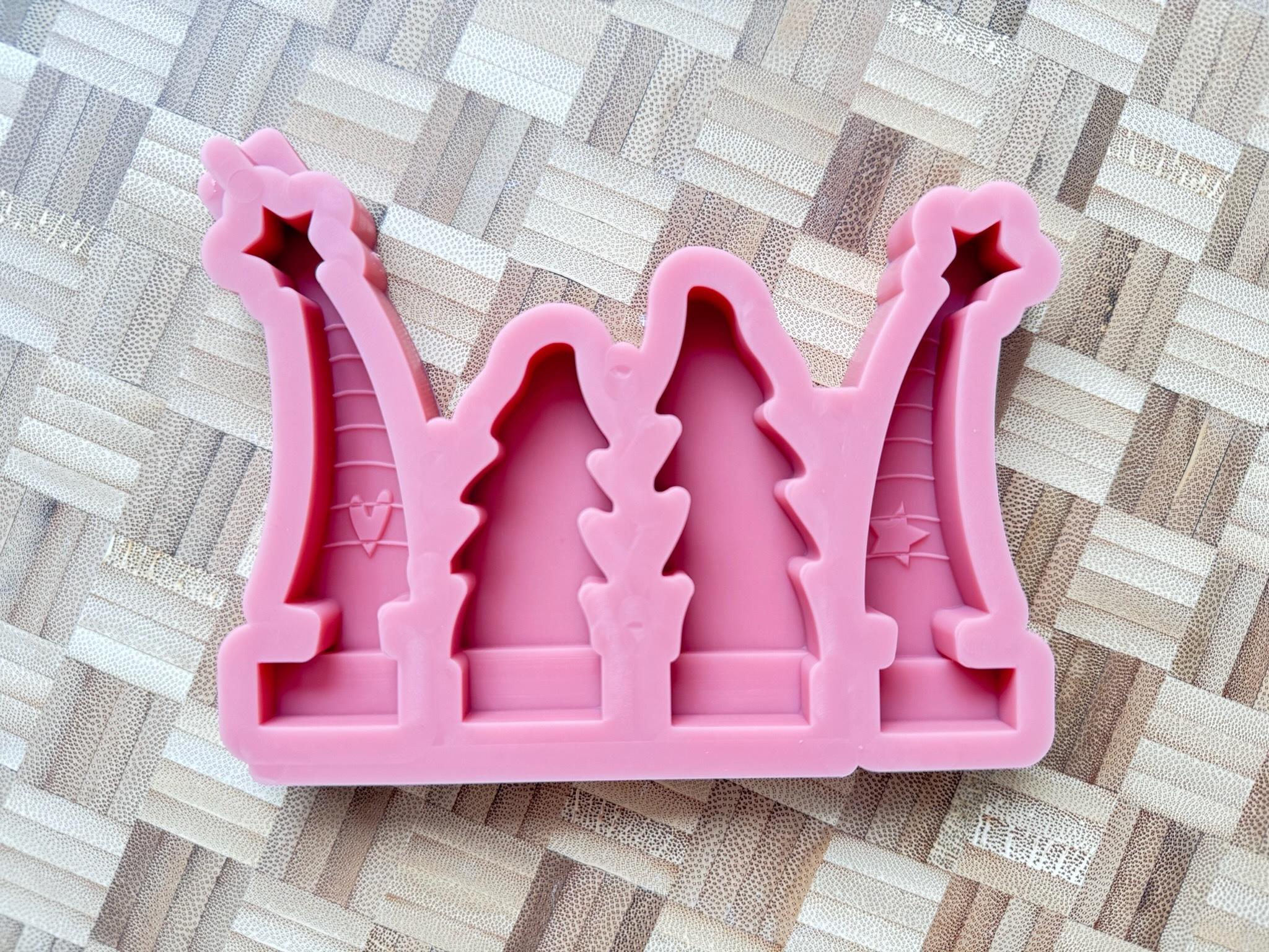 Silikon - Gießform - 4er Set Tannenbäume - Klötzchen - Häuserkranz -