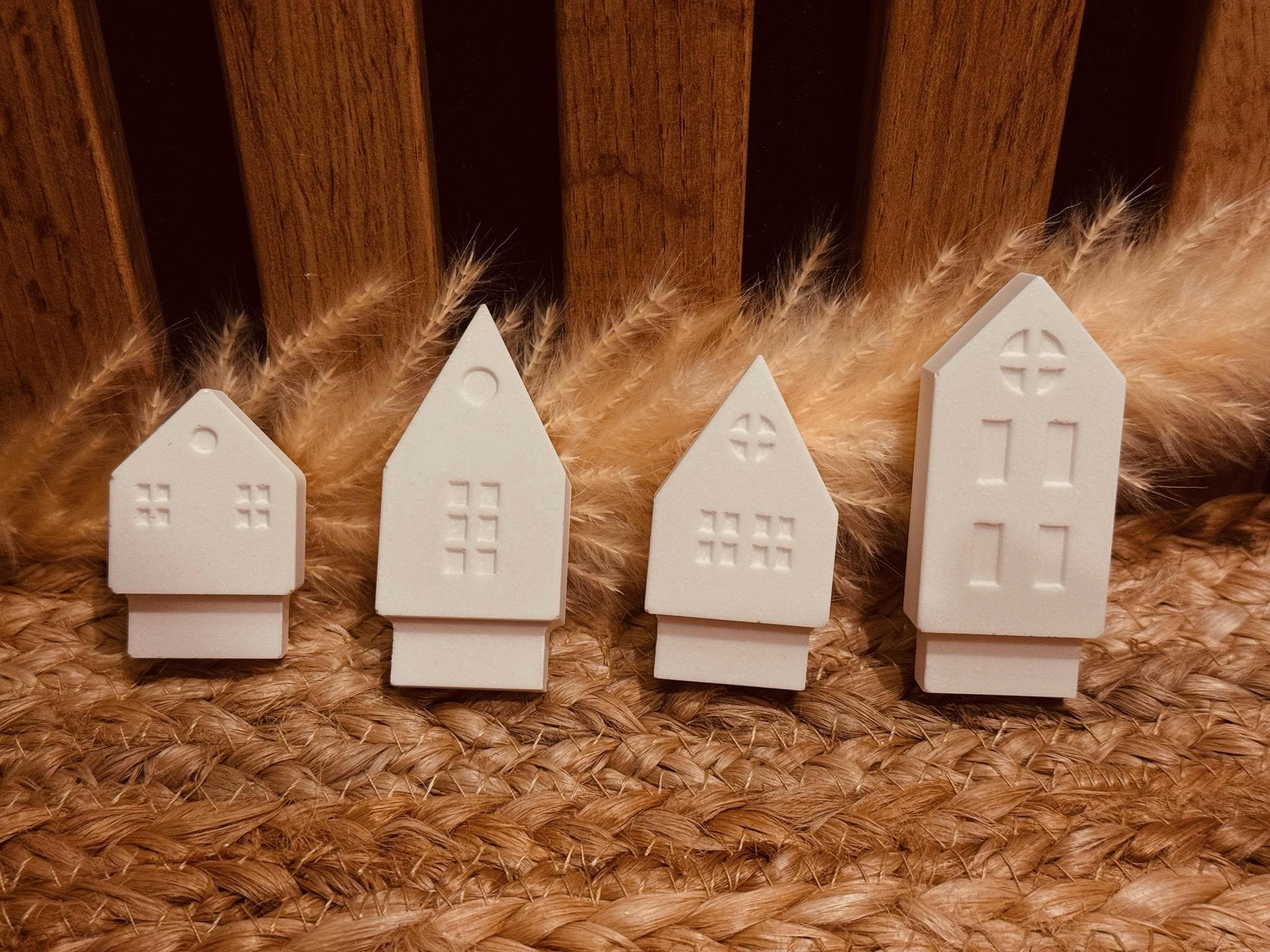 Silikon - Gießform - Klötzchenhäuser runde Fenster - Klötzchen - Häuserkranz -