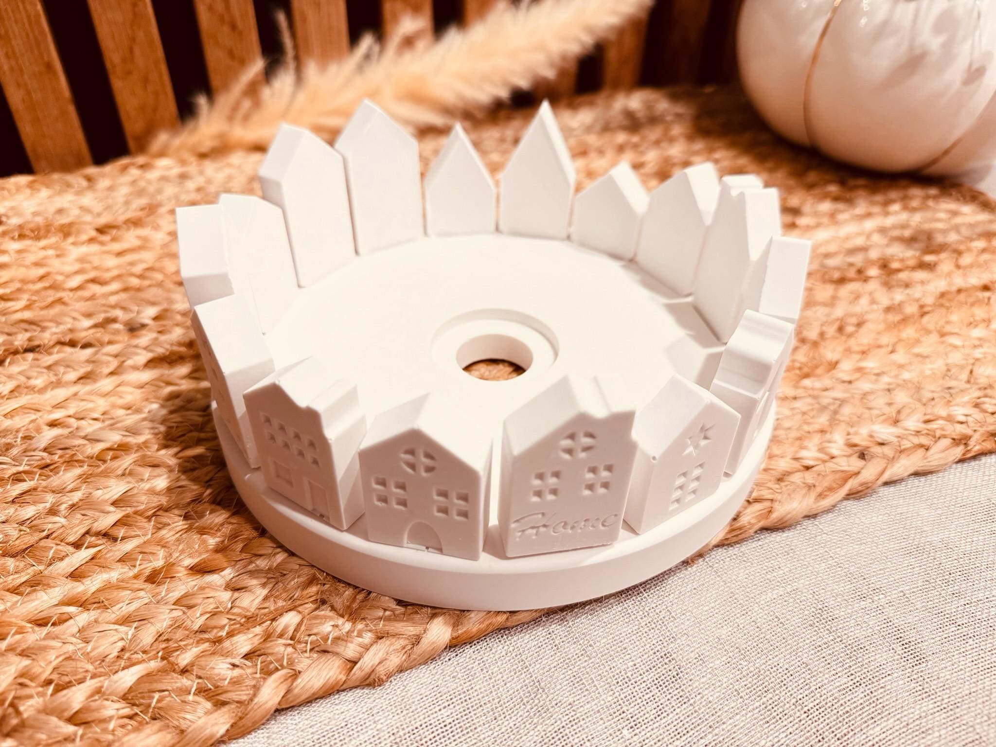 Silikon - Gießform - Klötzchenhäuser runde Fenster - Klötzchen - Häuserkranz -