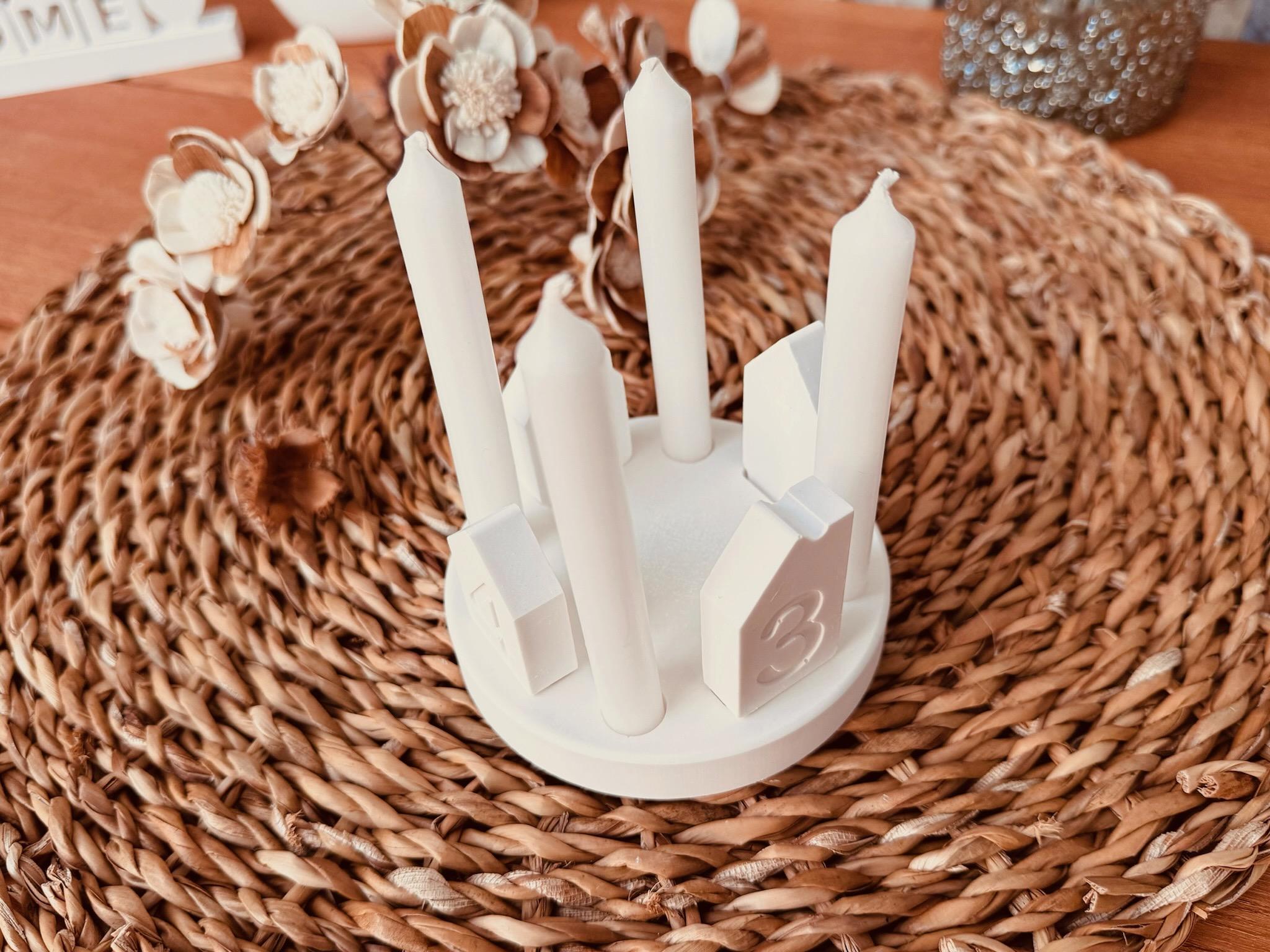 Silikon - Gießform - Adventskranz klein - Klötzchenhäuser Grundplatte - Klötzchen - Häuserkranz - Weihnachten -