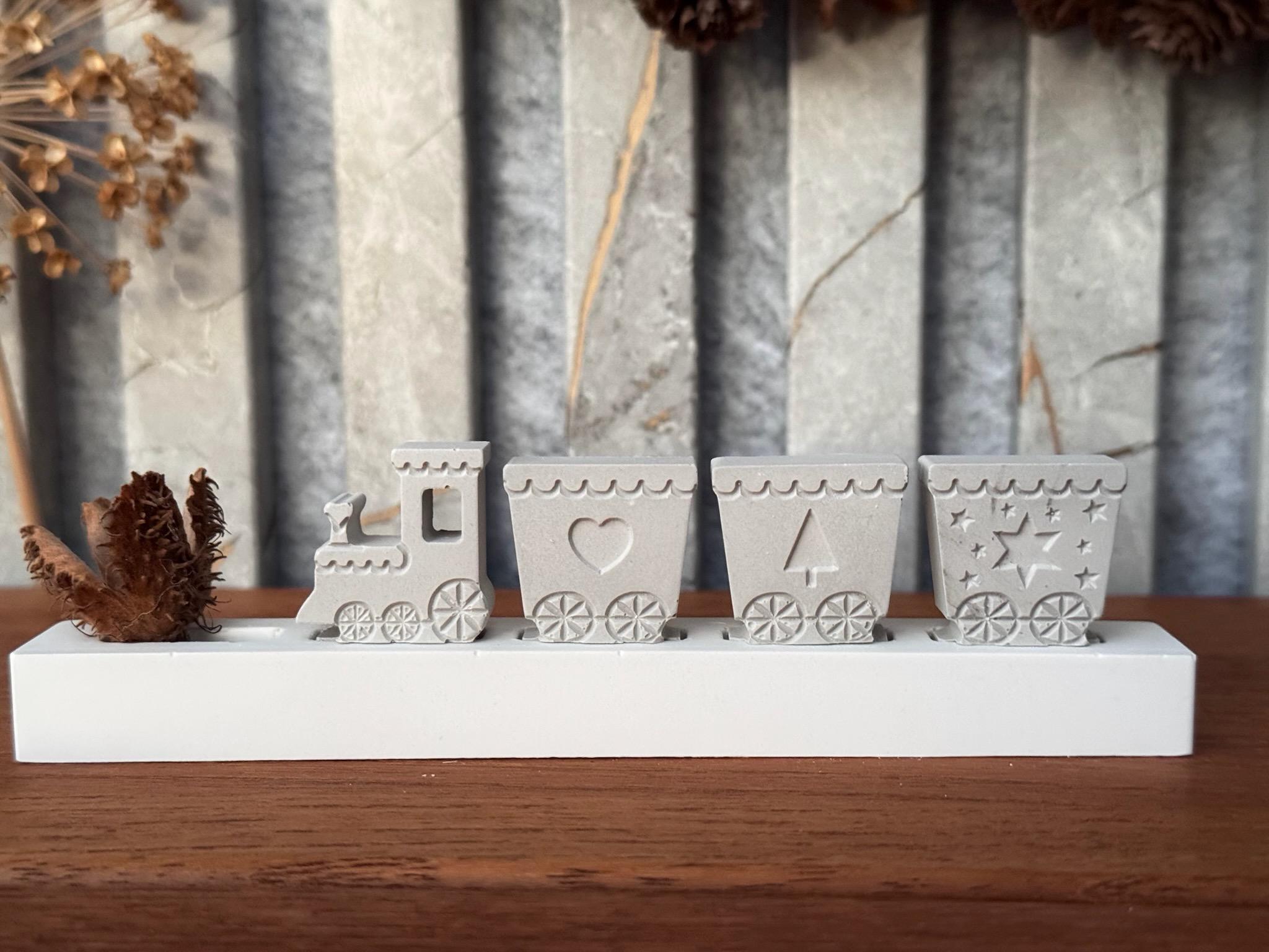 Silikon - Gießform - Weihnachtszug - Klötzchen - Häuserkranz -