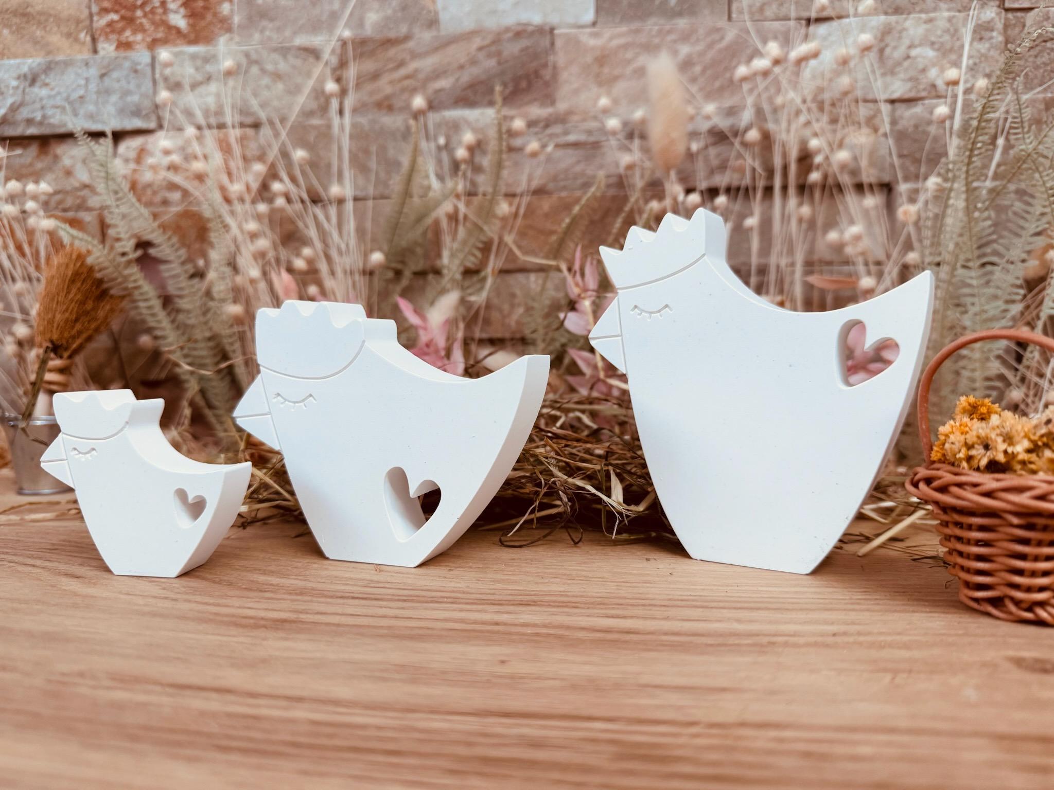 Silikon - Gießform - Huhn mit Herz - Ostern -