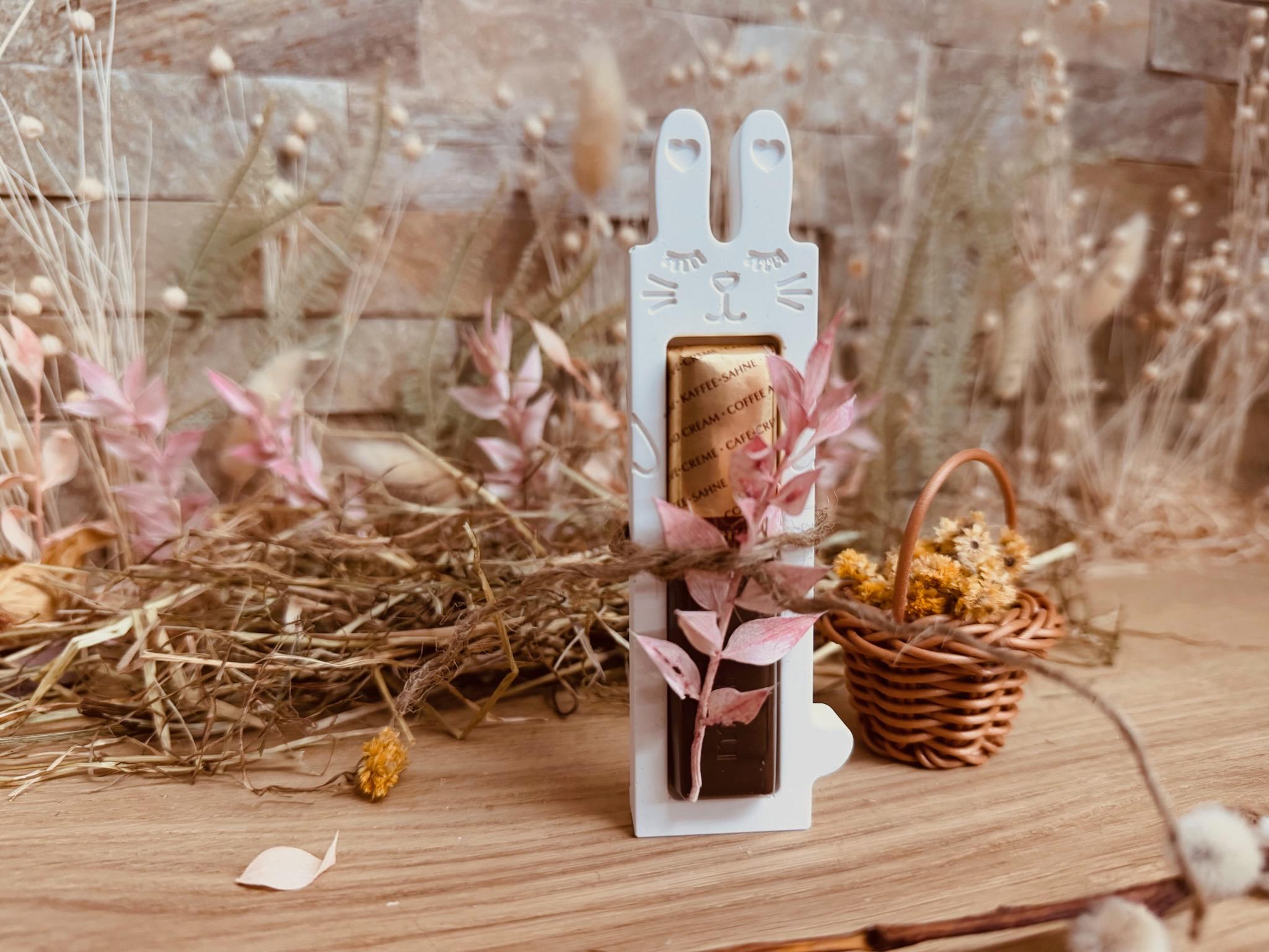 Silikon - Gießform - Hase mit Herzen als Schokoladenriegelhalter -