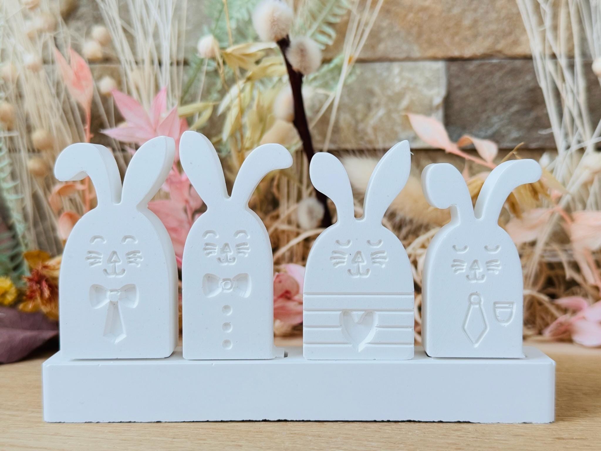 Silikon - Gießform - Klötzchenhäuser - Hasen 2 - Klötzchen - Häuserkranz - Ostern