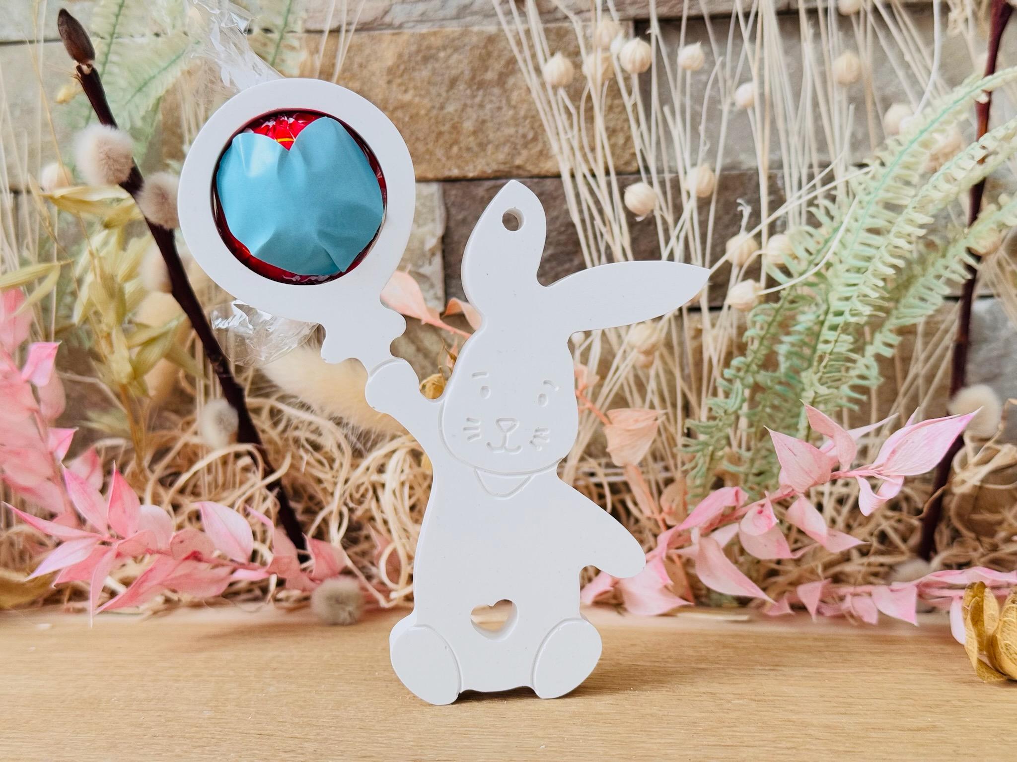 Silikon - Gießform - Babyhase mit Ballon als Schokoladenkugelhalter - Aufhänger -