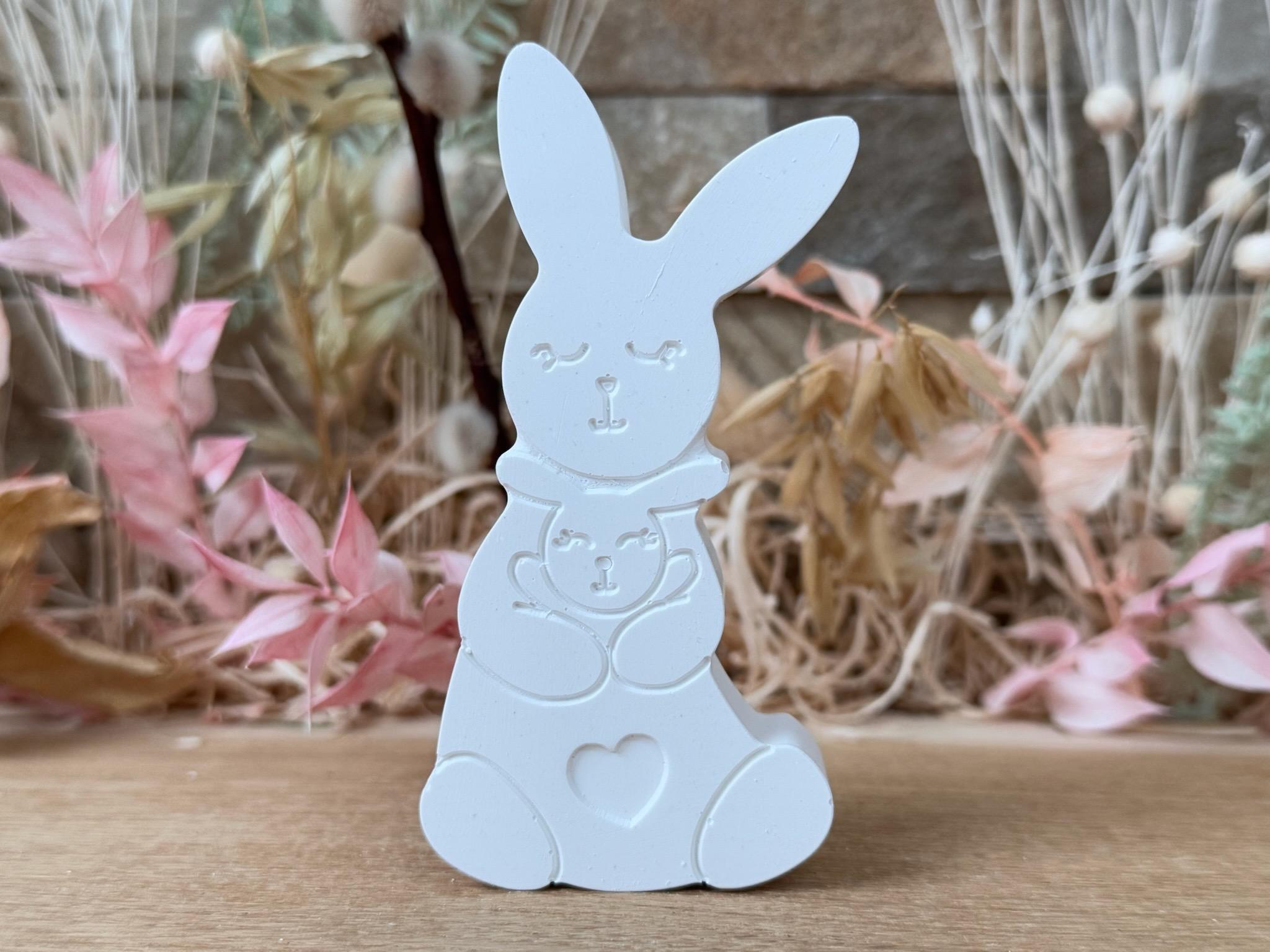 Silikon - Gießform - Hase mit Babyhase - Ostern  -