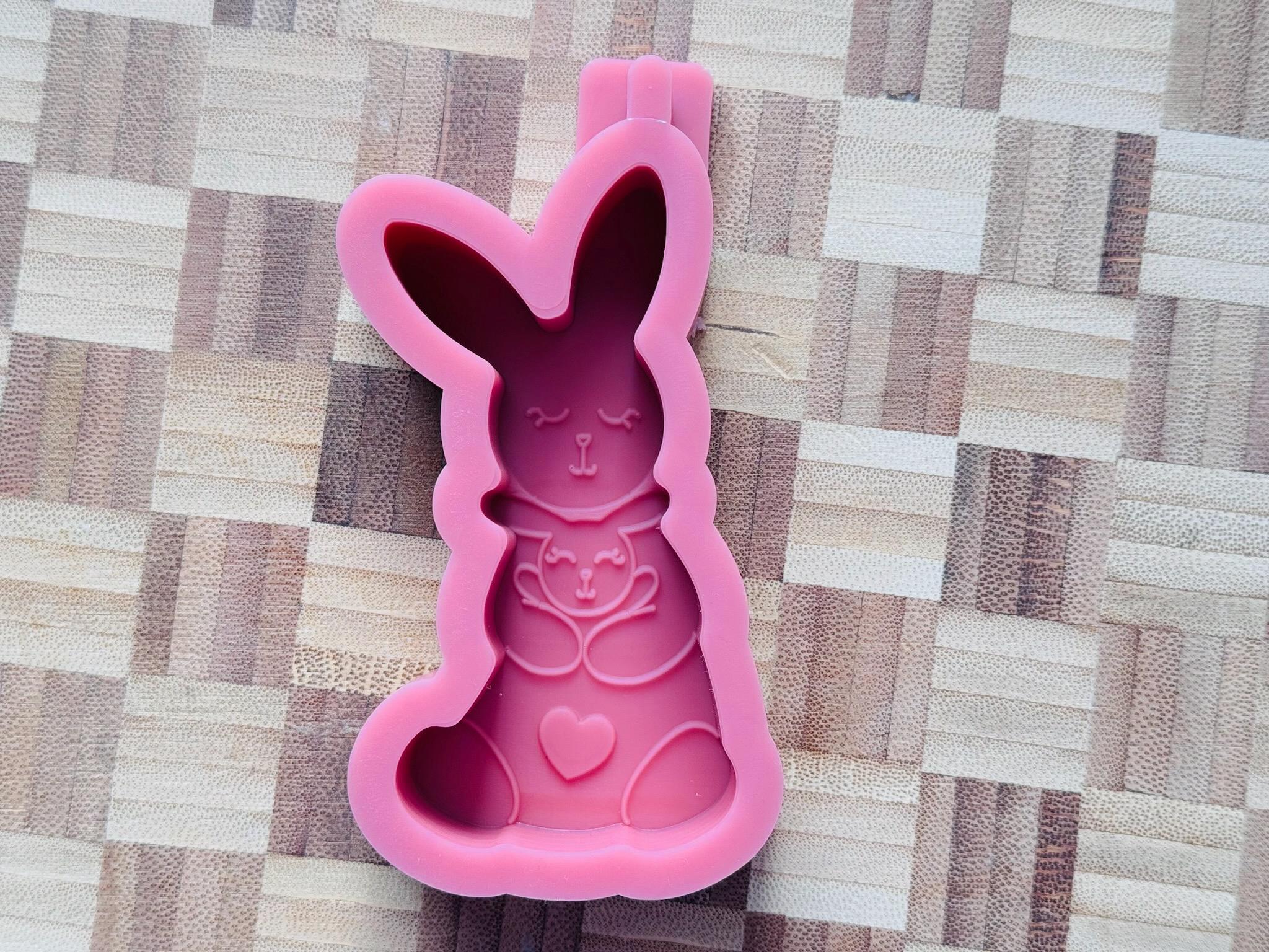 Silikon - Gießform - Hase mit Babyhase - Ostern -