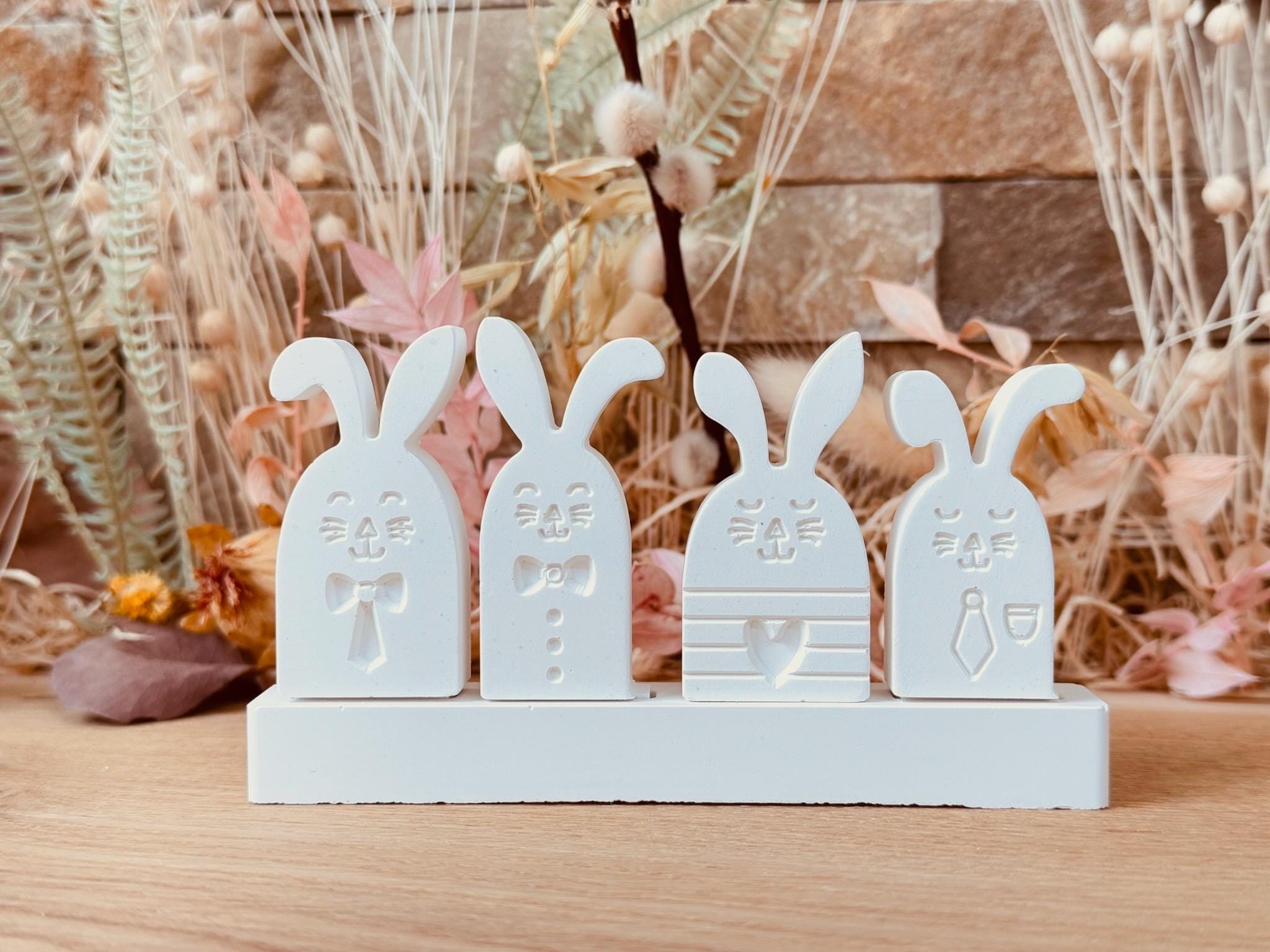 Silikon - Gießform - Klötzchenhäuser - Hasen 2 - Klötzchen - Häuserkranz - Ostern