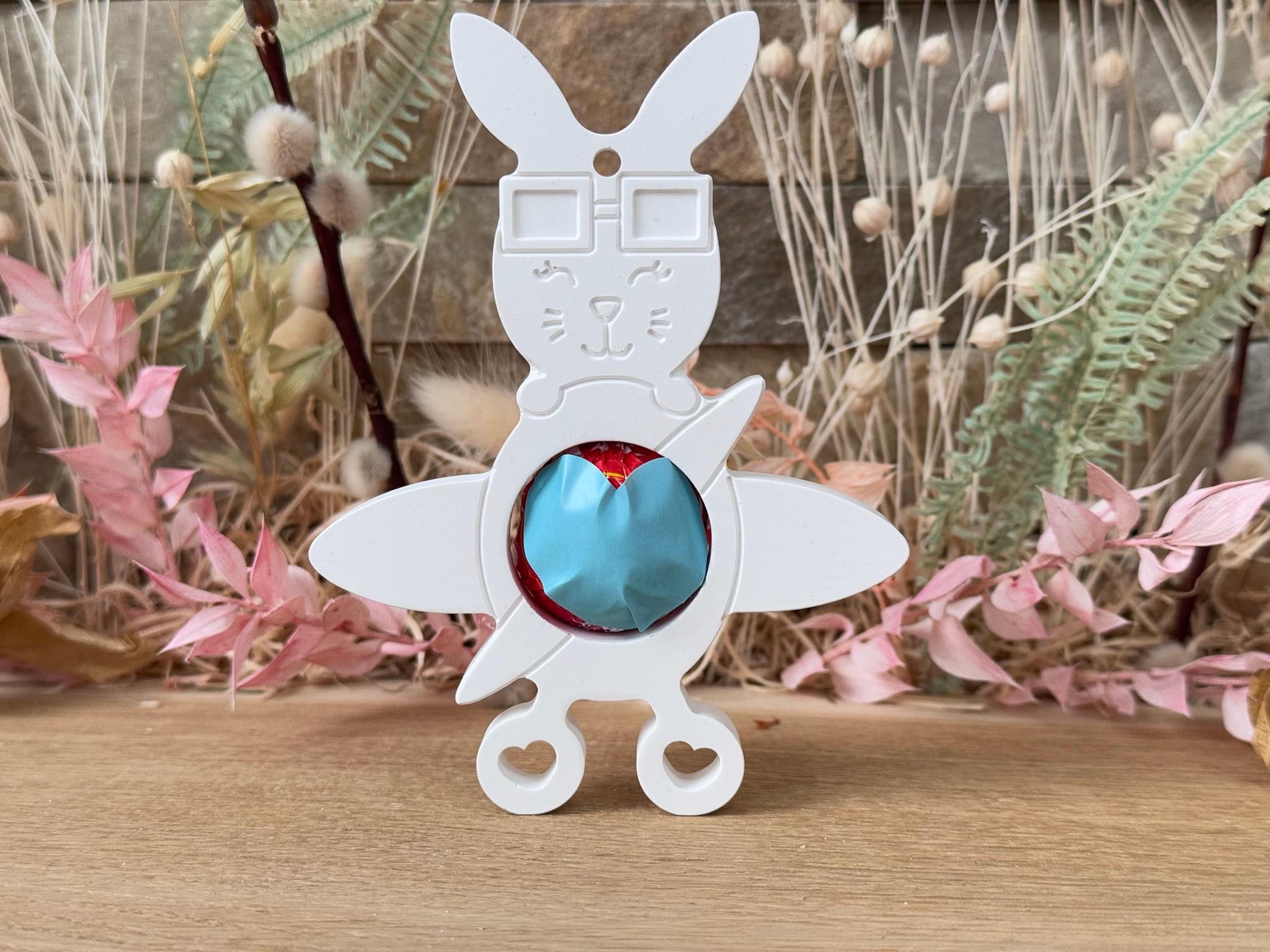 Silikon - Gießform - Hase mit Flugzeug als Schokoladenkugelhalter - Aufhänger -