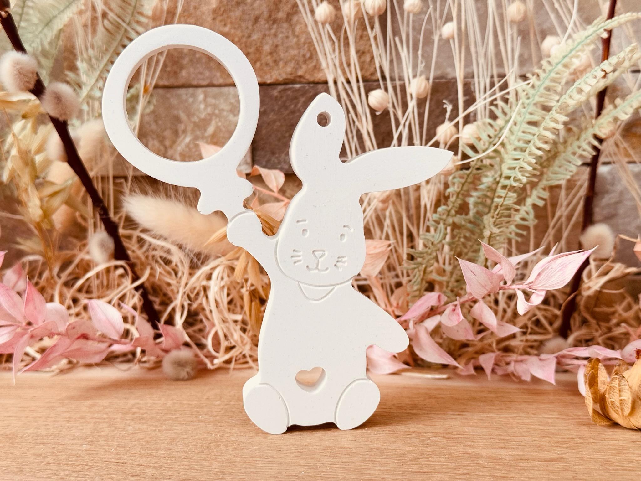 Silikon - Gießform - Babyhase mit Ballon als Schokoladenkugelhalter - Aufhänger -