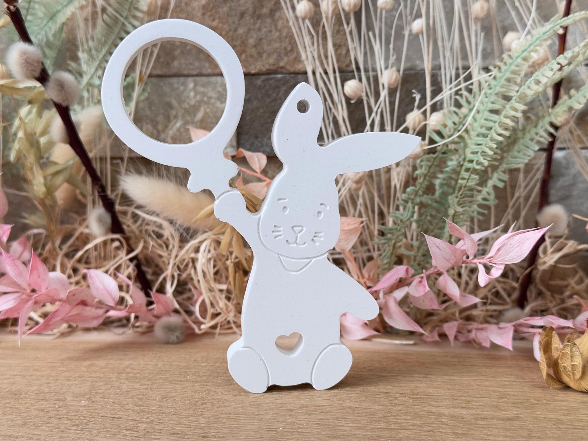 Silikon - Gießform - Babyhase mit Ballon als Schokoladenkugelhalter - Aufhänger -