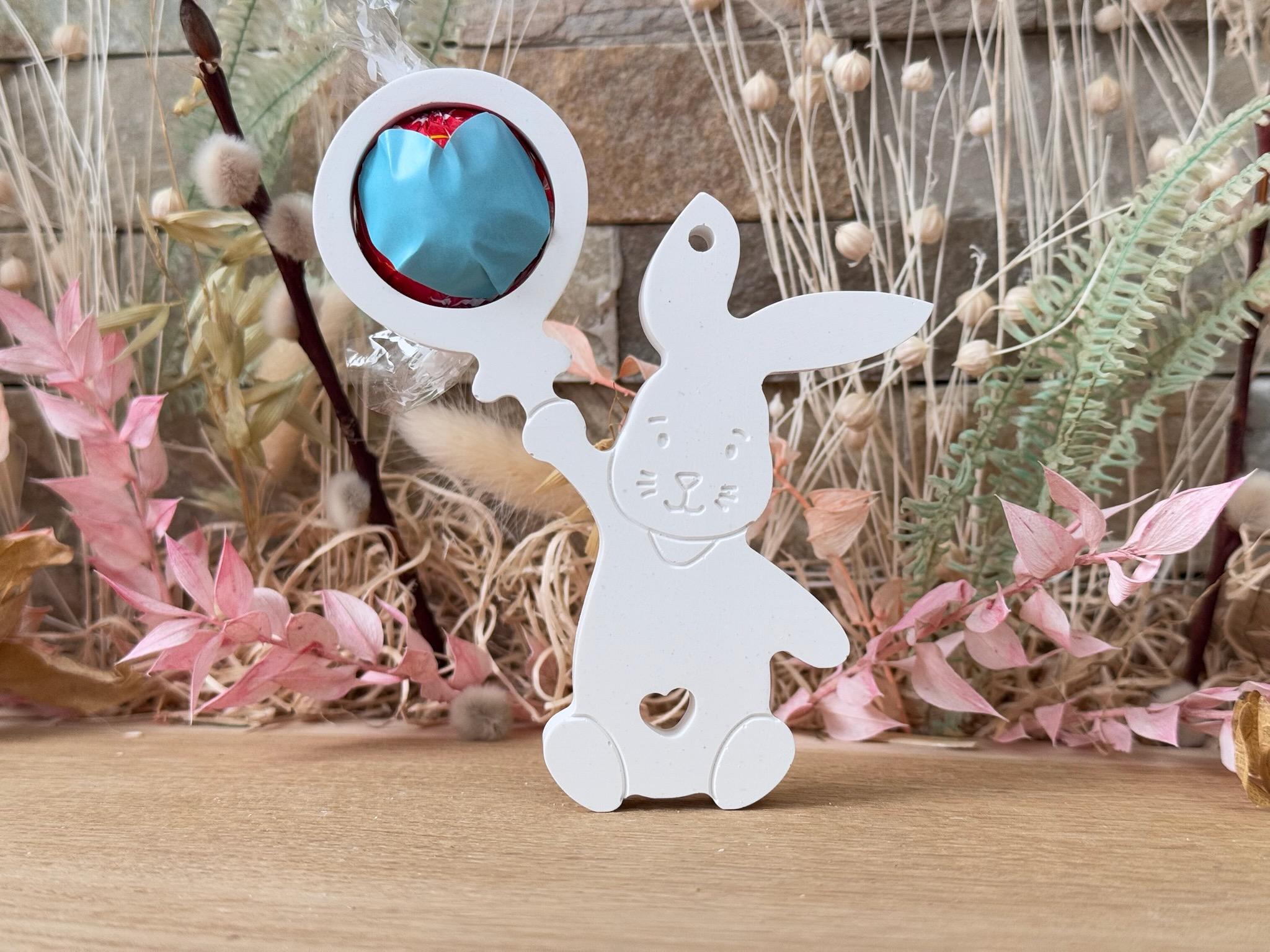 Silikon - Gießform - Babyhase mit Ballon als Schokoladenkugelhalter - Aufhänger -