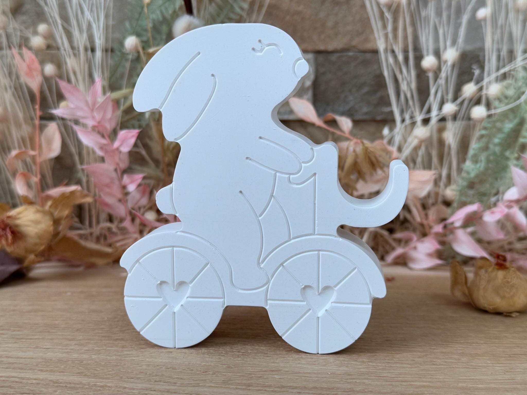 Silikon - Gießform - Hase mit Fahrrad - mini Schokoladenkugelhalter -