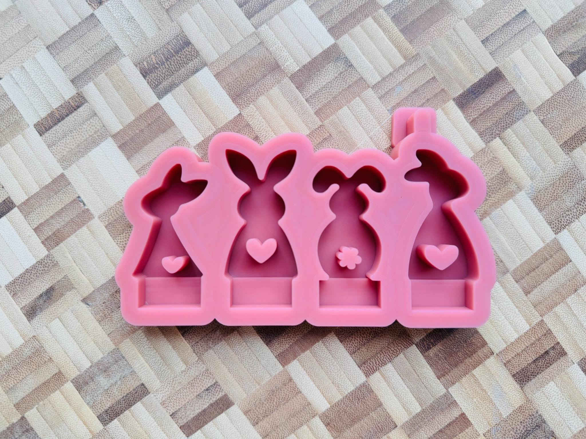 Silikon - Gießform - Klötzchenhäuser - Hasen mit Herz und Puschel - Klötzchen - Häuserkranz -