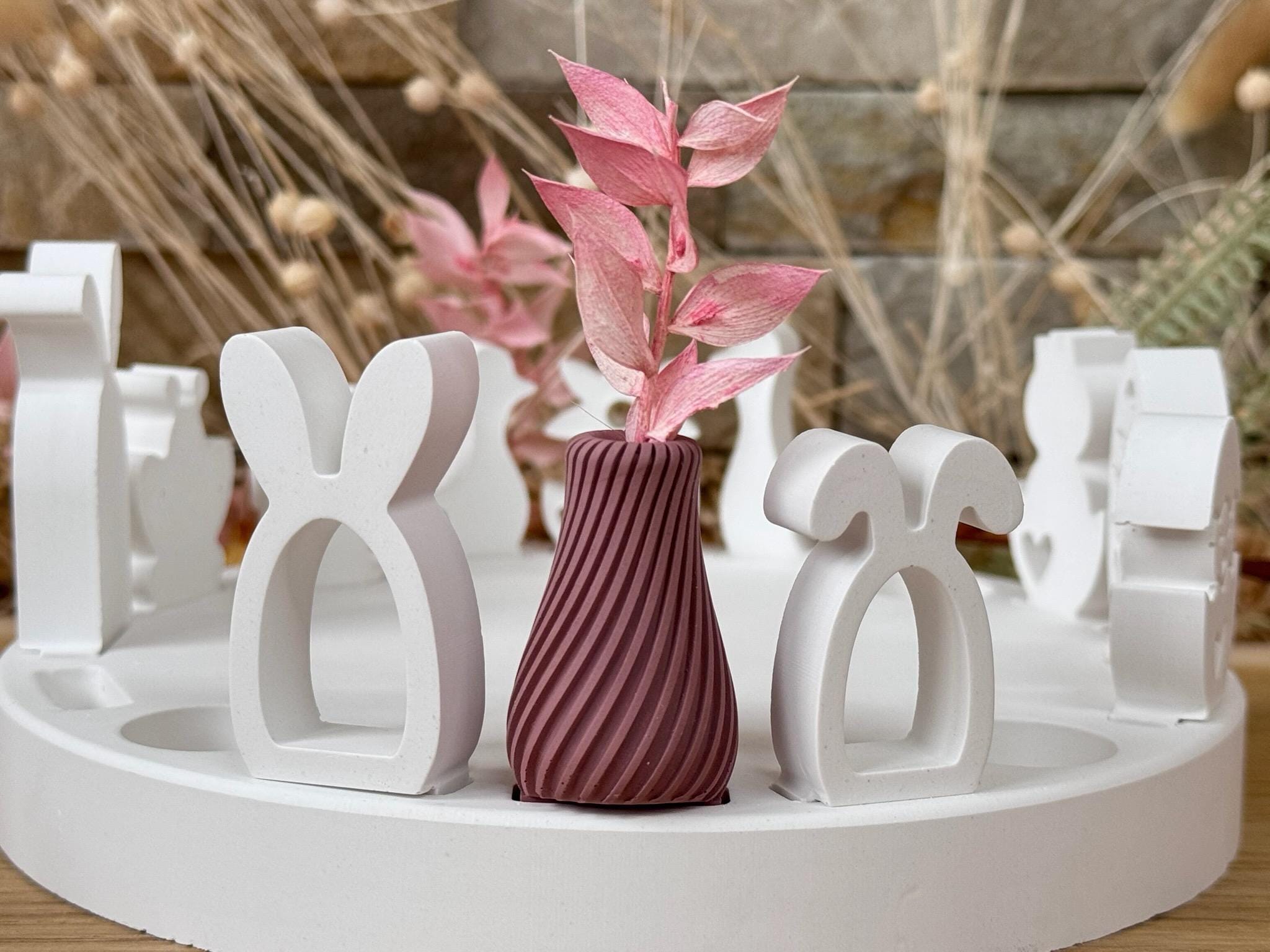 Silikon - Gießform - Mini Vase für unsere Häuserkranzplatten- gedrehte Muster - Stecksystem - Klötzchen - Häuserkranz -