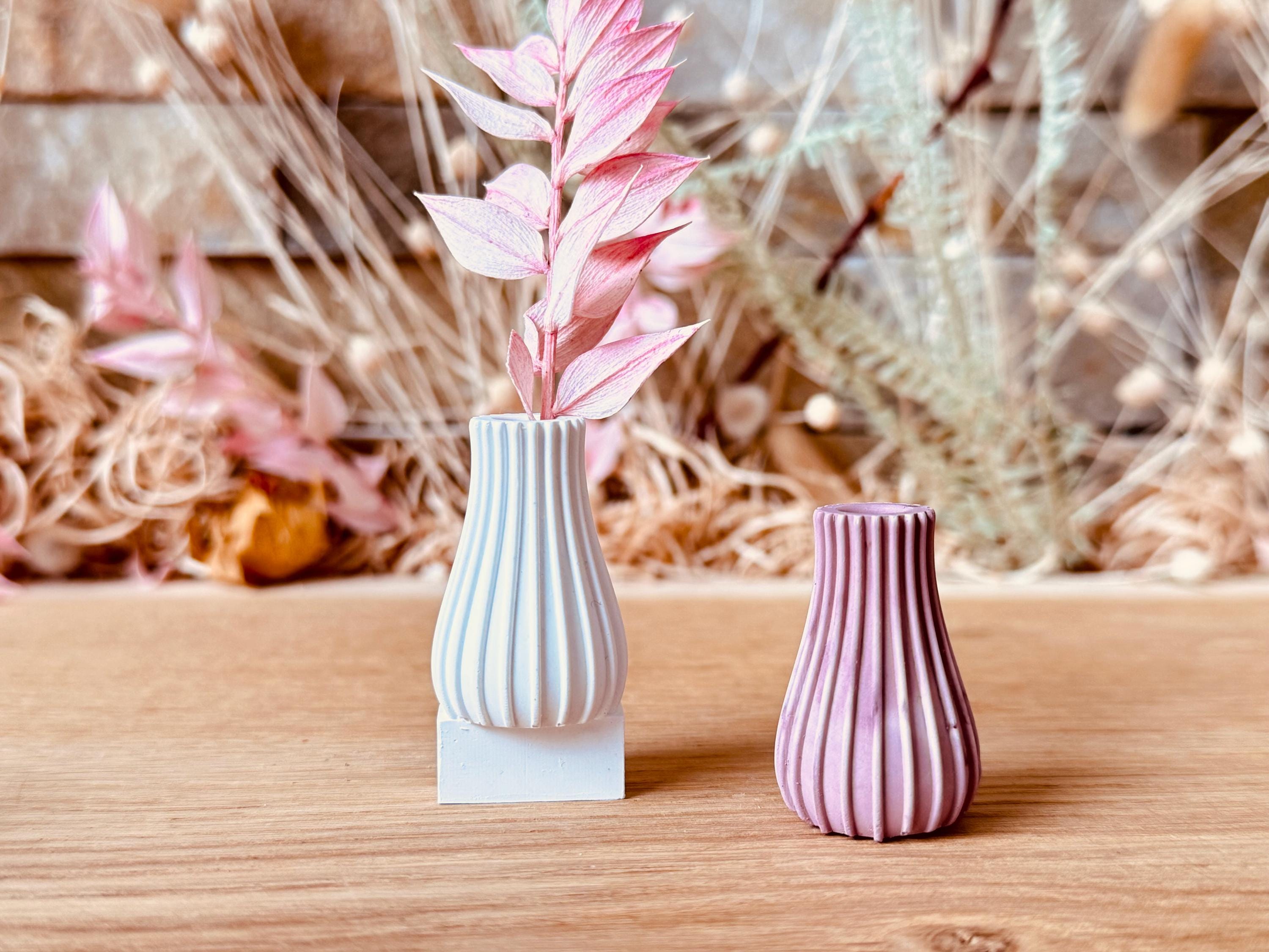 Silikon - Gießform - Mini Vase für unsere Häuserkranzplatten- vertikale Rillen - Stecksystem - Klötzchen - Häuserkranz -