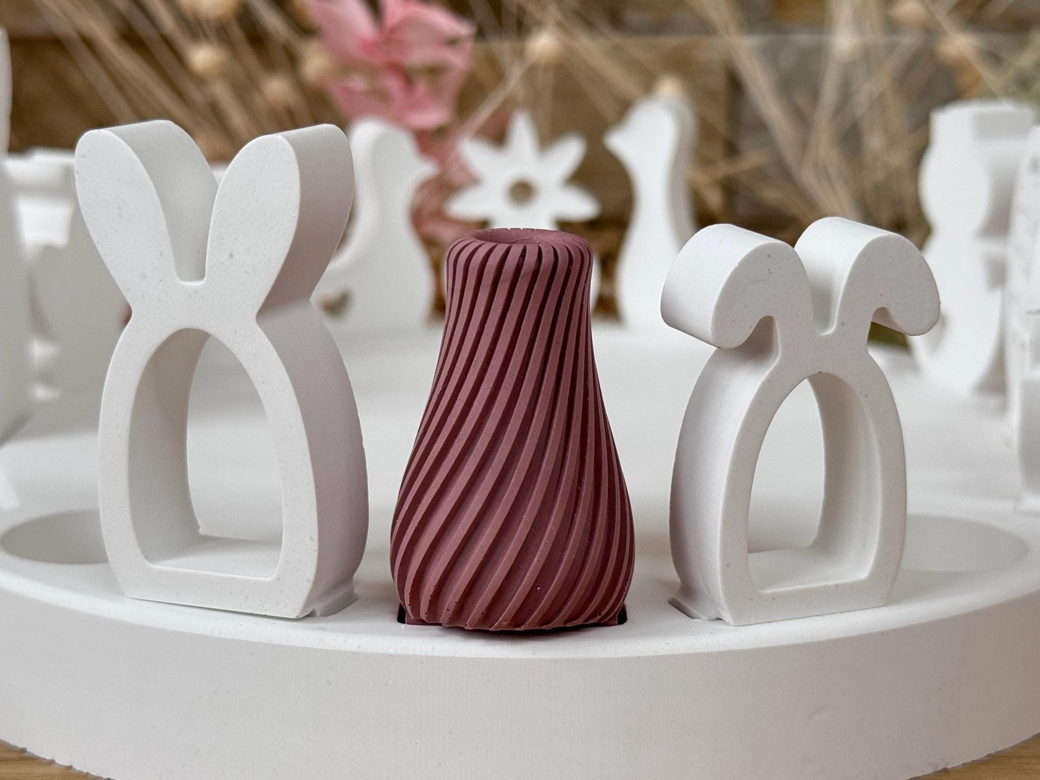 Silikon - Gießform - Mini Vase für unsere Häuserkranzplatten- gedrehte Muster - Stecksystem - Klötzchen - Häuserkranz -