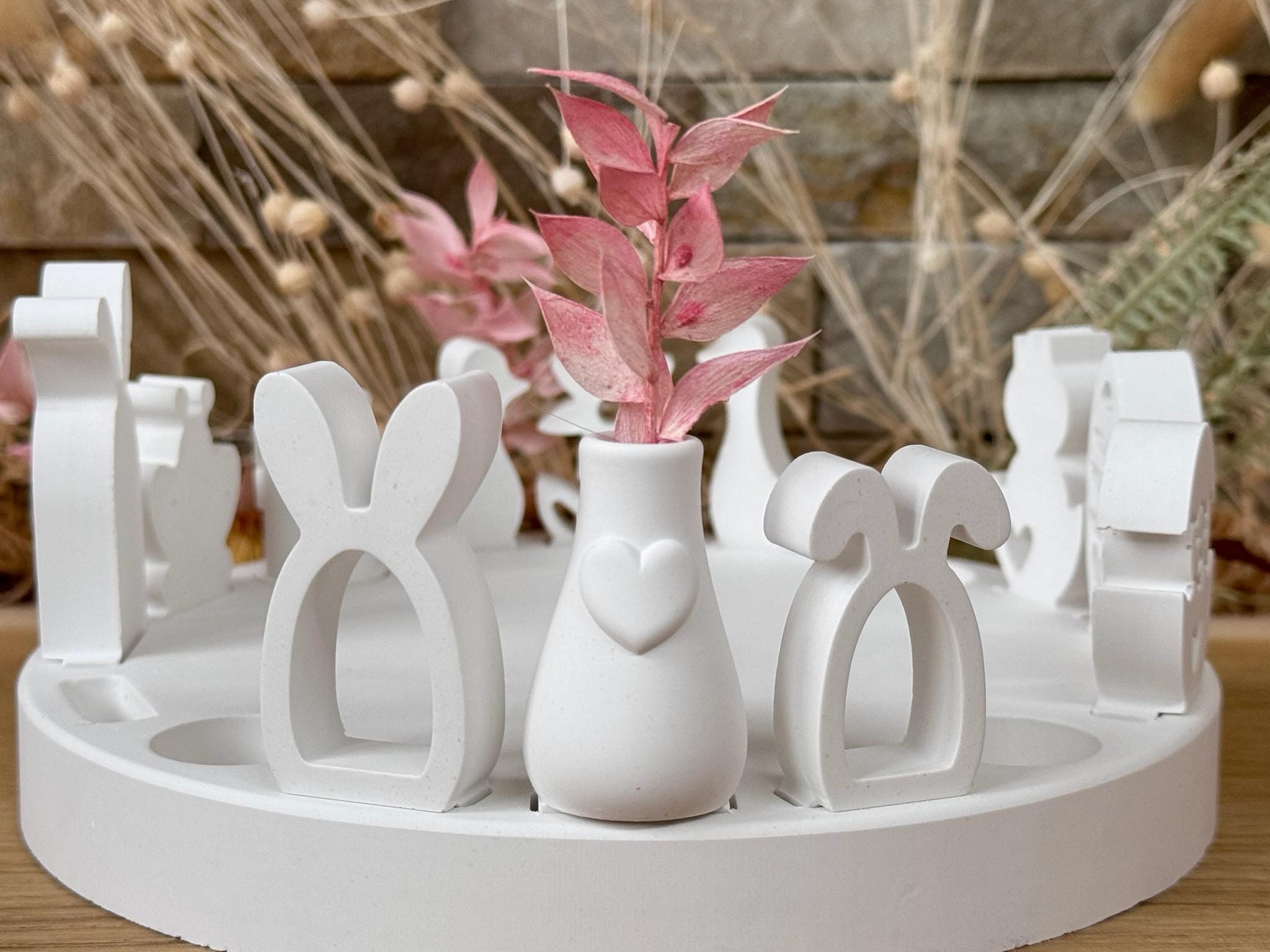 Silikon - Gießform - Mini Vase für unsere Häuserkranzplatten- mit Herz - Stecksystem - Klötzchen - Häuserkranz -