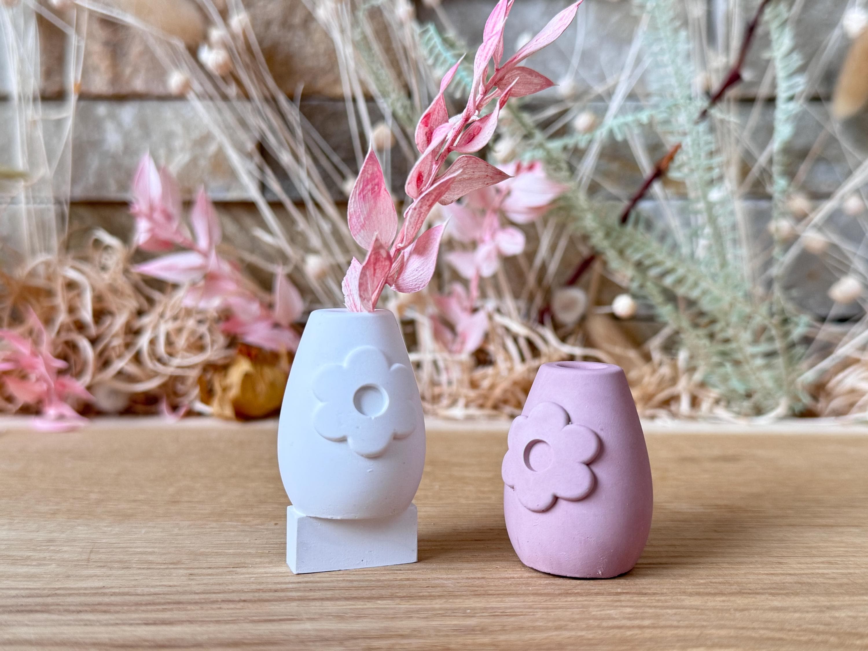 Silikon - Gießform - Mini Vase für unsere Häuserkranzplatten- Blume - Stecksystem - Klötzchen - Häuserkranz -