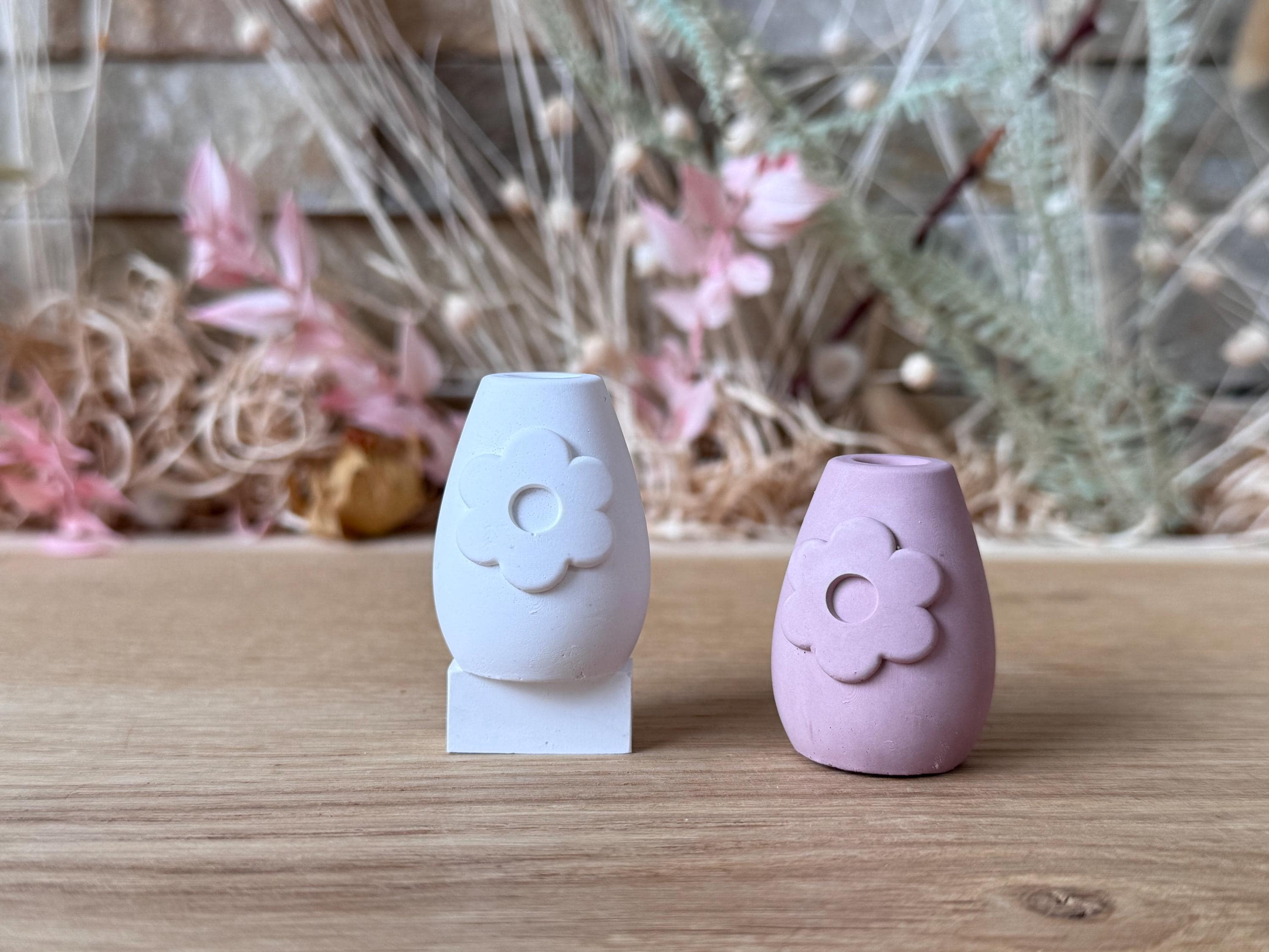 Silikon - Gießform - Mini Vase für unsere Häuserkranzplatten- Blume - Stecksystem - Klötzchen - Häuserkranz -