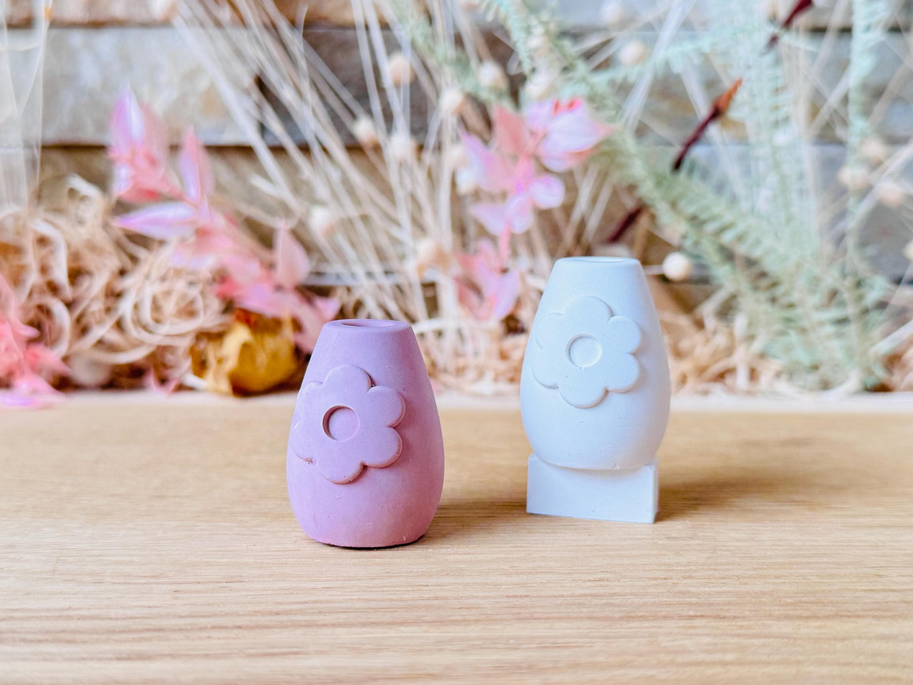 Silikon - Gießform - Mini Vase für unsere Häuserkranzplatten- Blume - Stecksystem - Klötzchen - Häuserkranz -